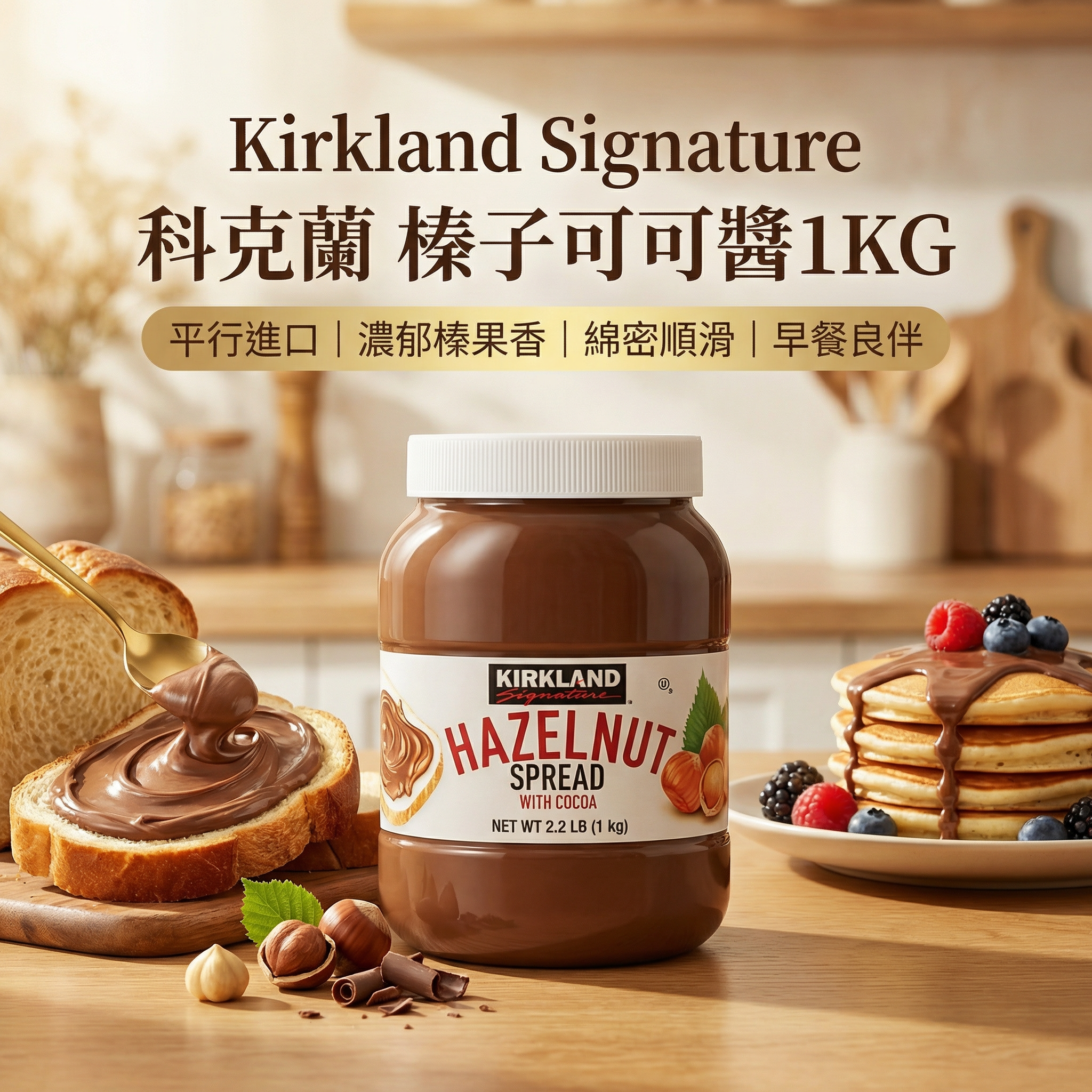 開市寄 Costco 科克蘭 榛子可可醬 1KG Hazelnut Spread with Cocoa 平行進口 (00357)