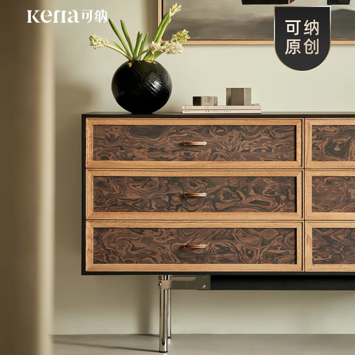 Kena可納/摩卡斗櫃中古實木餐邊櫃家用客廳復古收納儲物櫃玄關櫃 Lockers