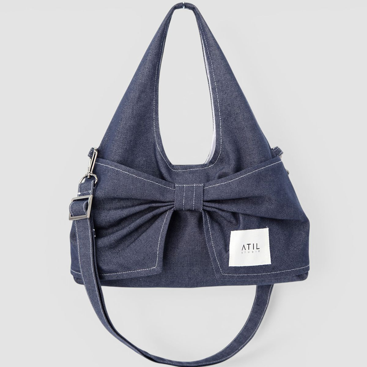 [ATIL Studio] Denim Dewy Mini Ribbon Tote & Cross Body Bag (2色)