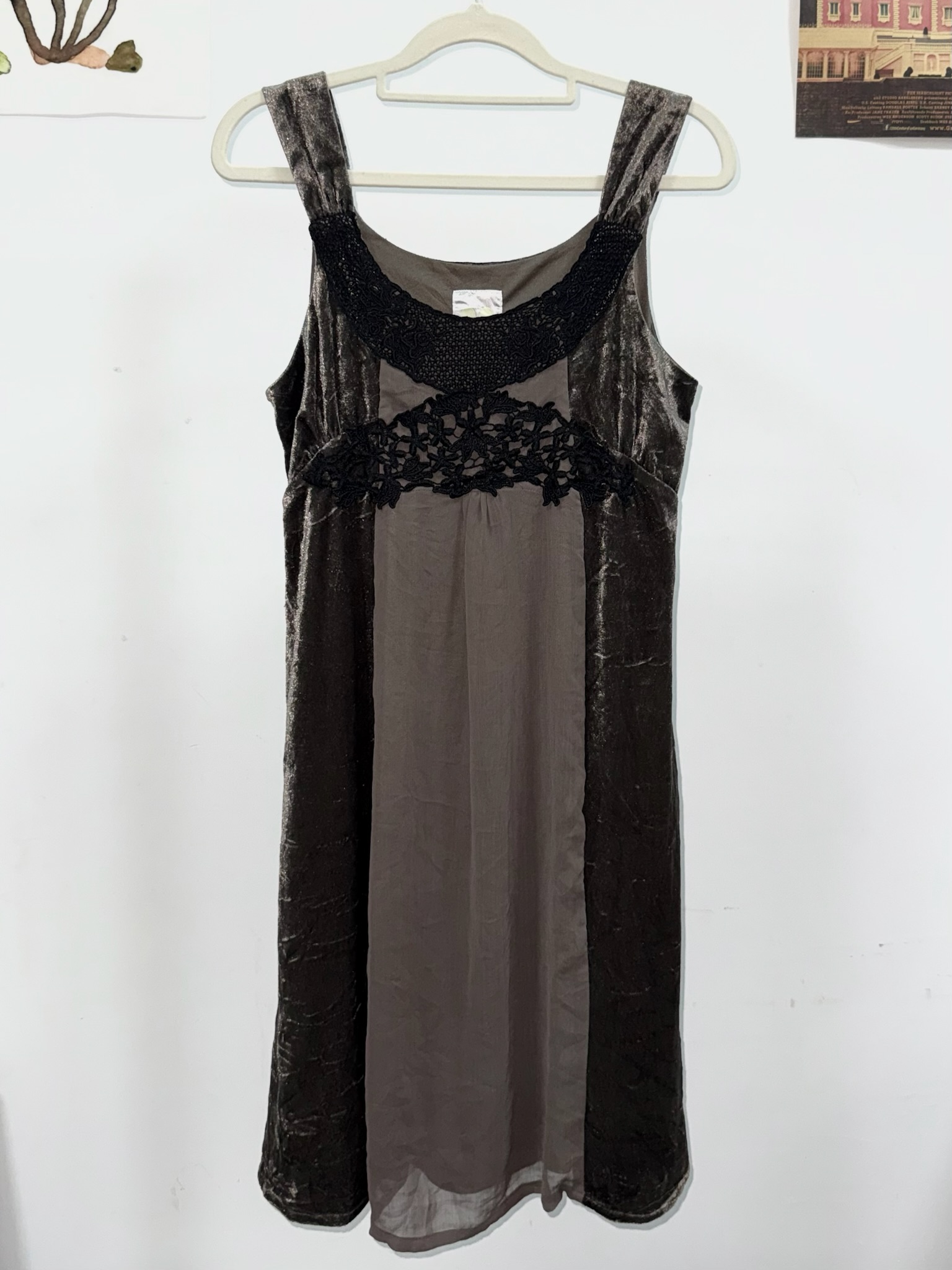 Vintage Whimsigoth Velvet Patchwork Dress