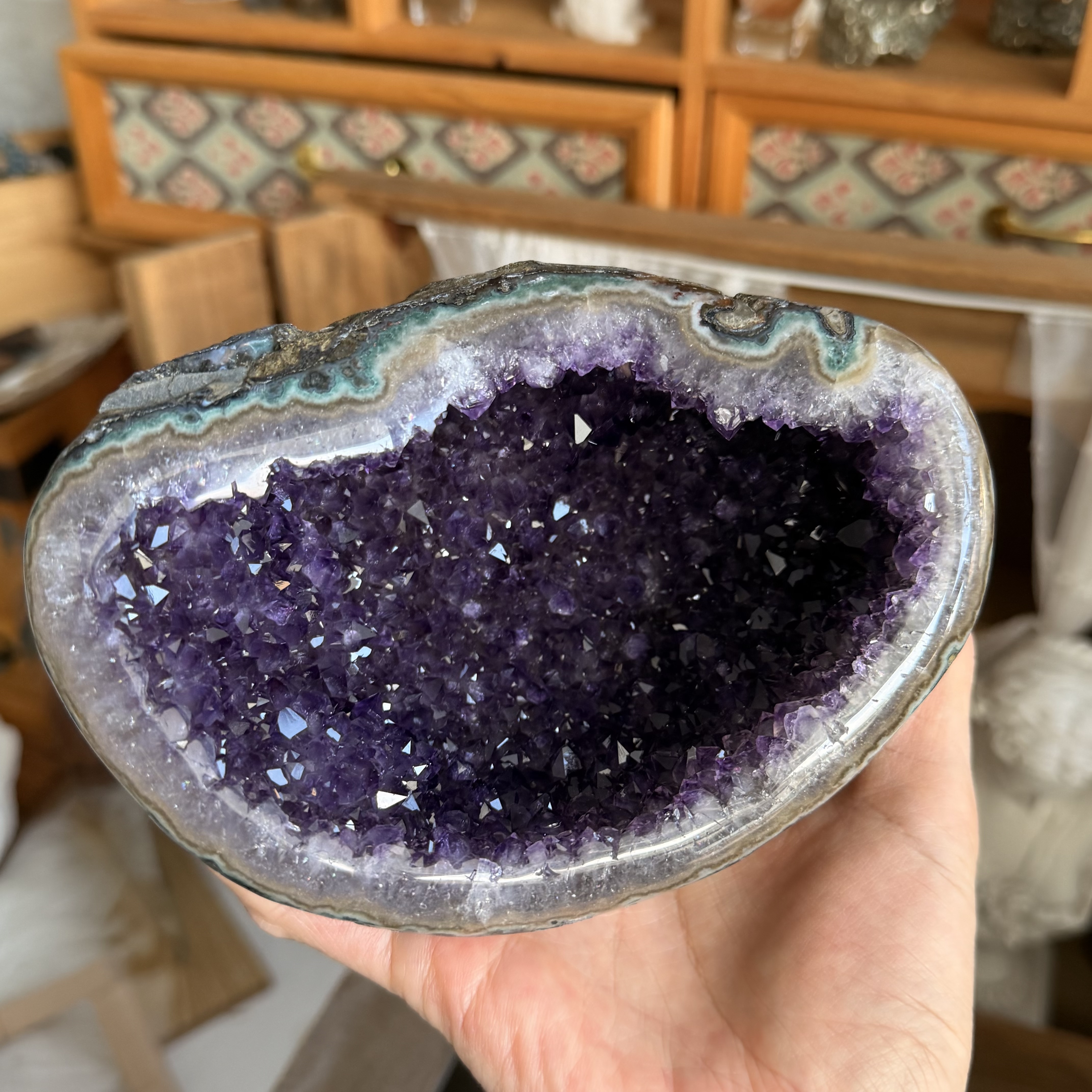 原皮紫晶錢袋子（包底座）