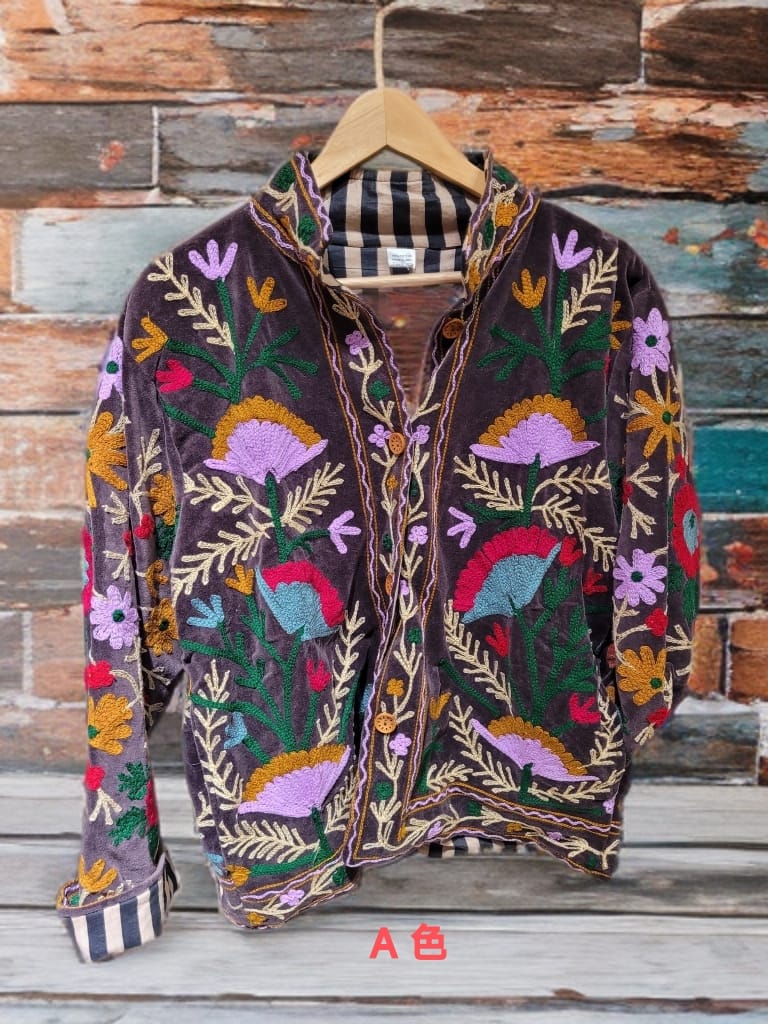 印度 Suzani 刺繡絲絨褸 