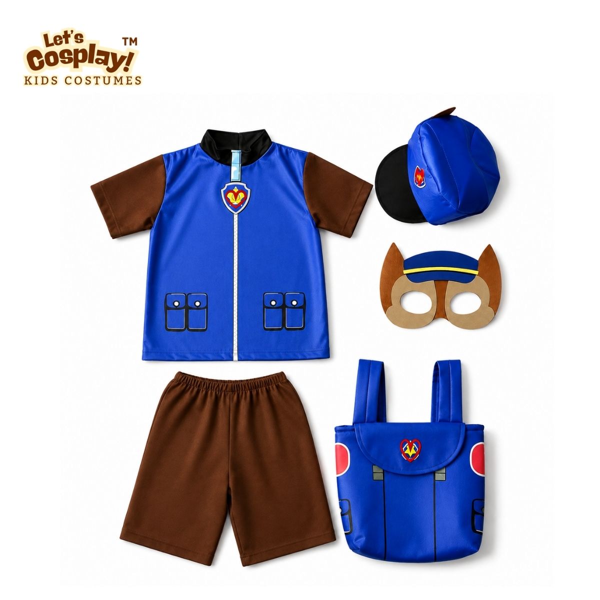 汪汪隊立大功阿奇服裝 Paw Patrol Chase Costume｜兒童警察角色扮演｜Lets Cosplay 香港現貨