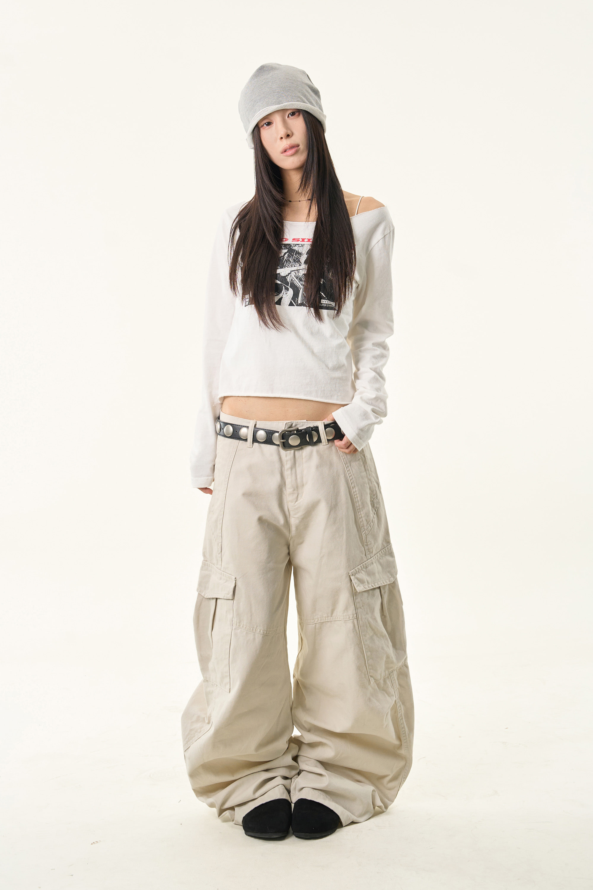 Cotton Wide-Leg Cargo Pants