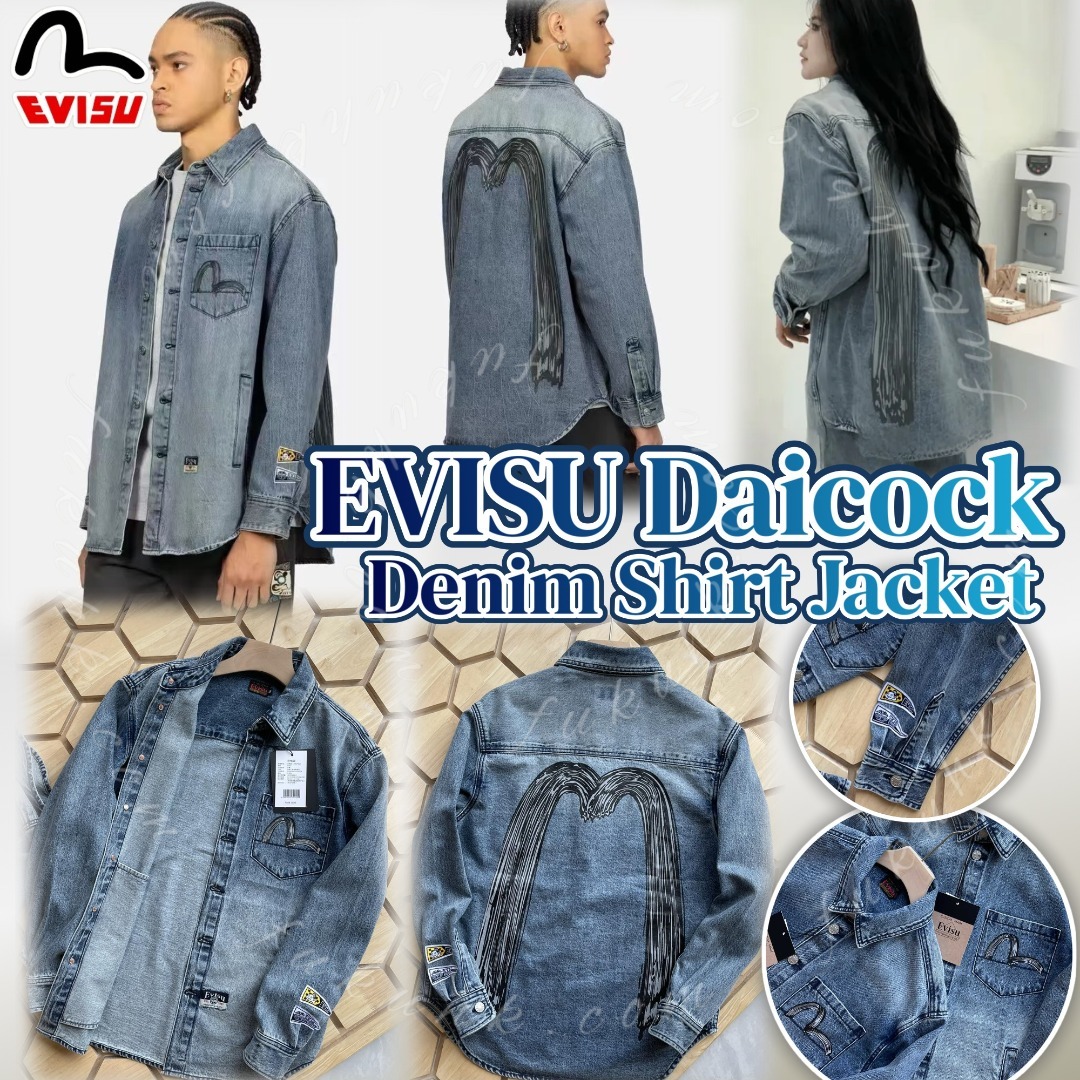 Evisu Daicock Denim Shirt Jacket 大M印花牛仔外套