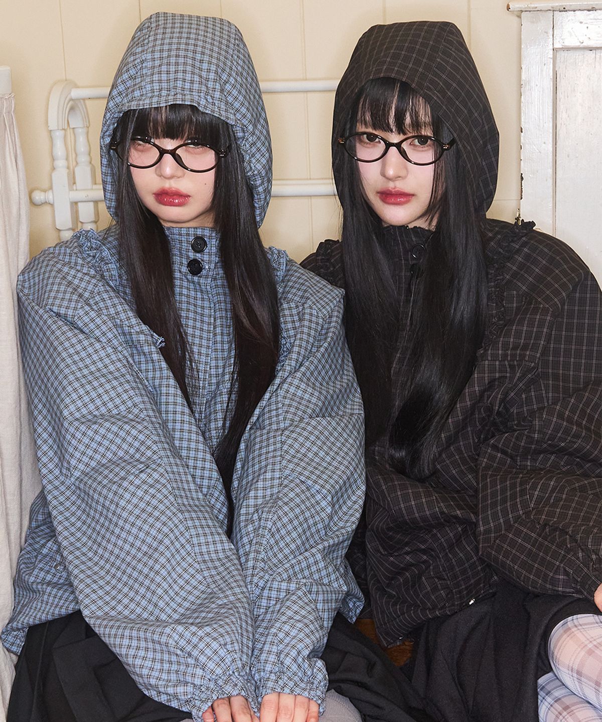 🇰🇷訂購｜ILLIGO 26｜Oblique Frill Hooded Jacket  CHECK 2色 