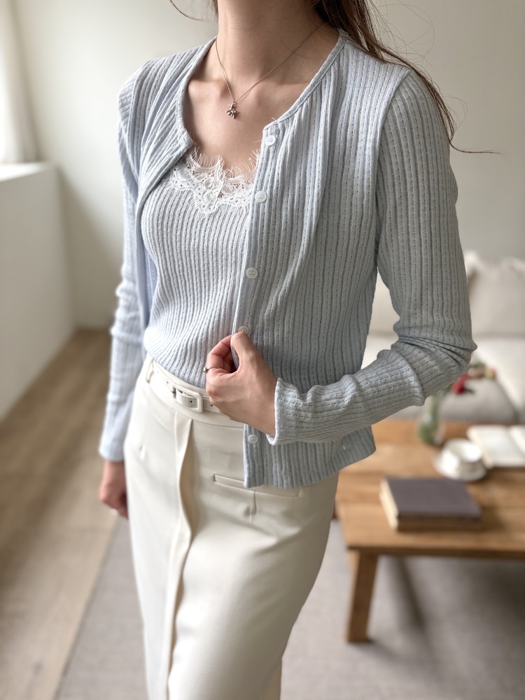 [假兩件] Lumiere Lace Layered Top (Babyblue)