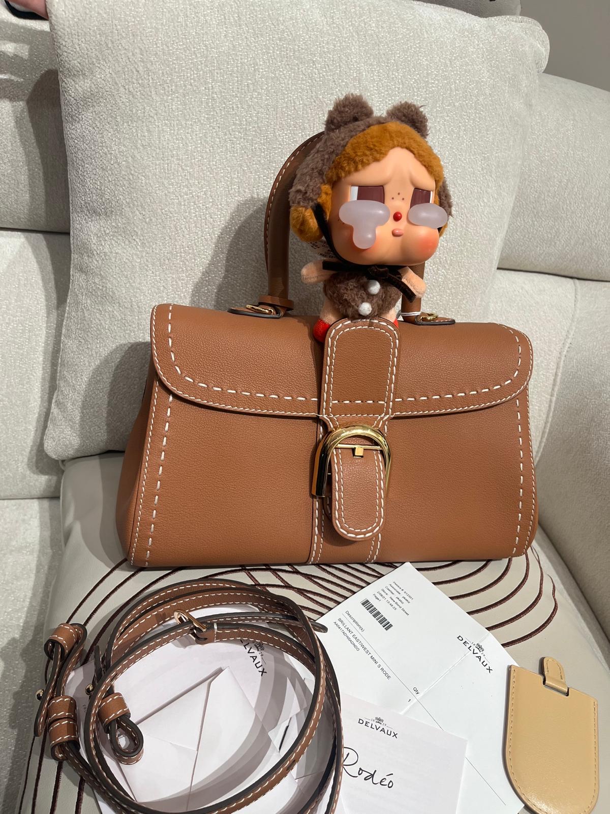 Delvaux Brillant east west mini 焦糖色 100%Authentic ,98%new ✅收據✅certificate✅鏡✅dust bag