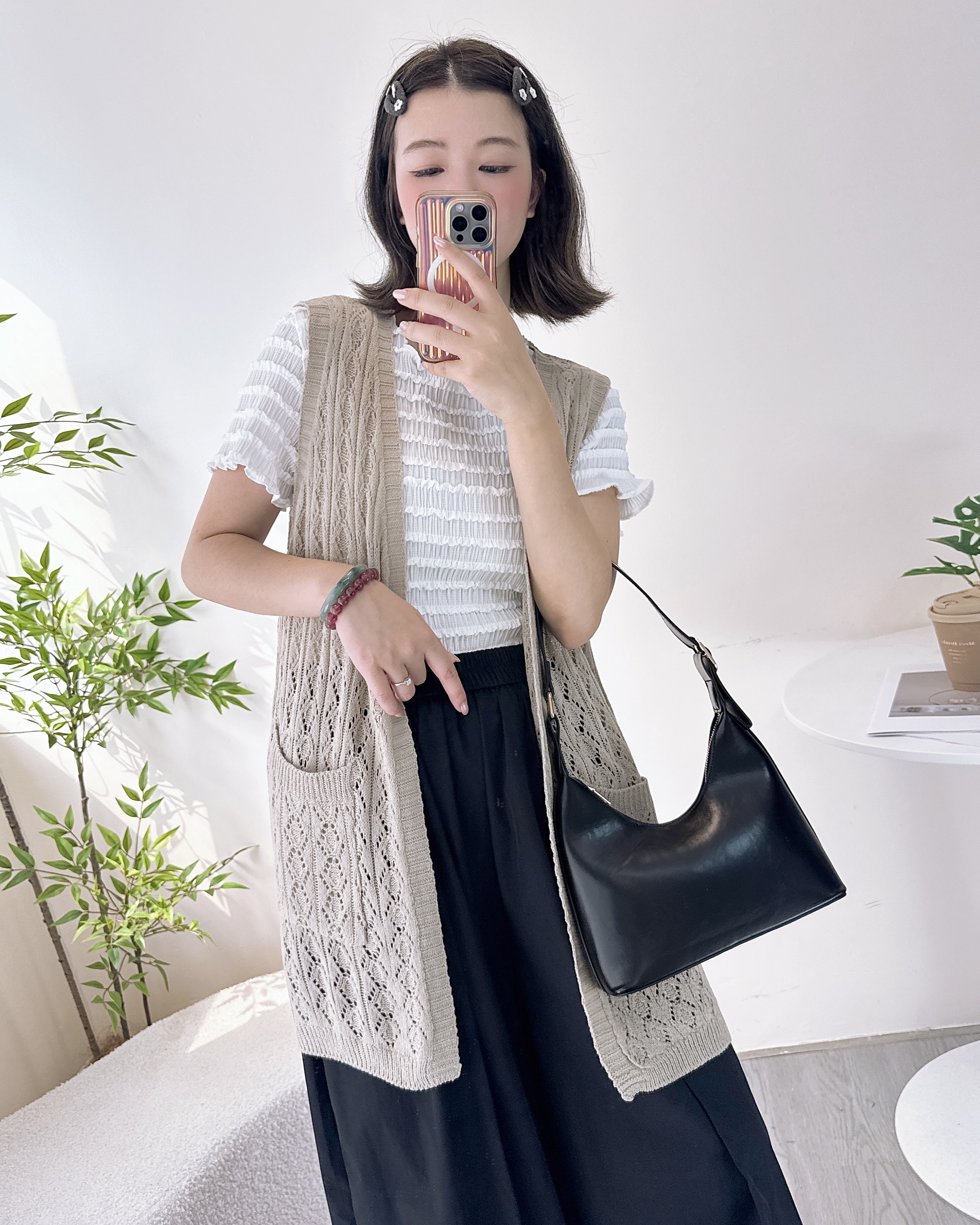 針織通花冷背心外搭 3色