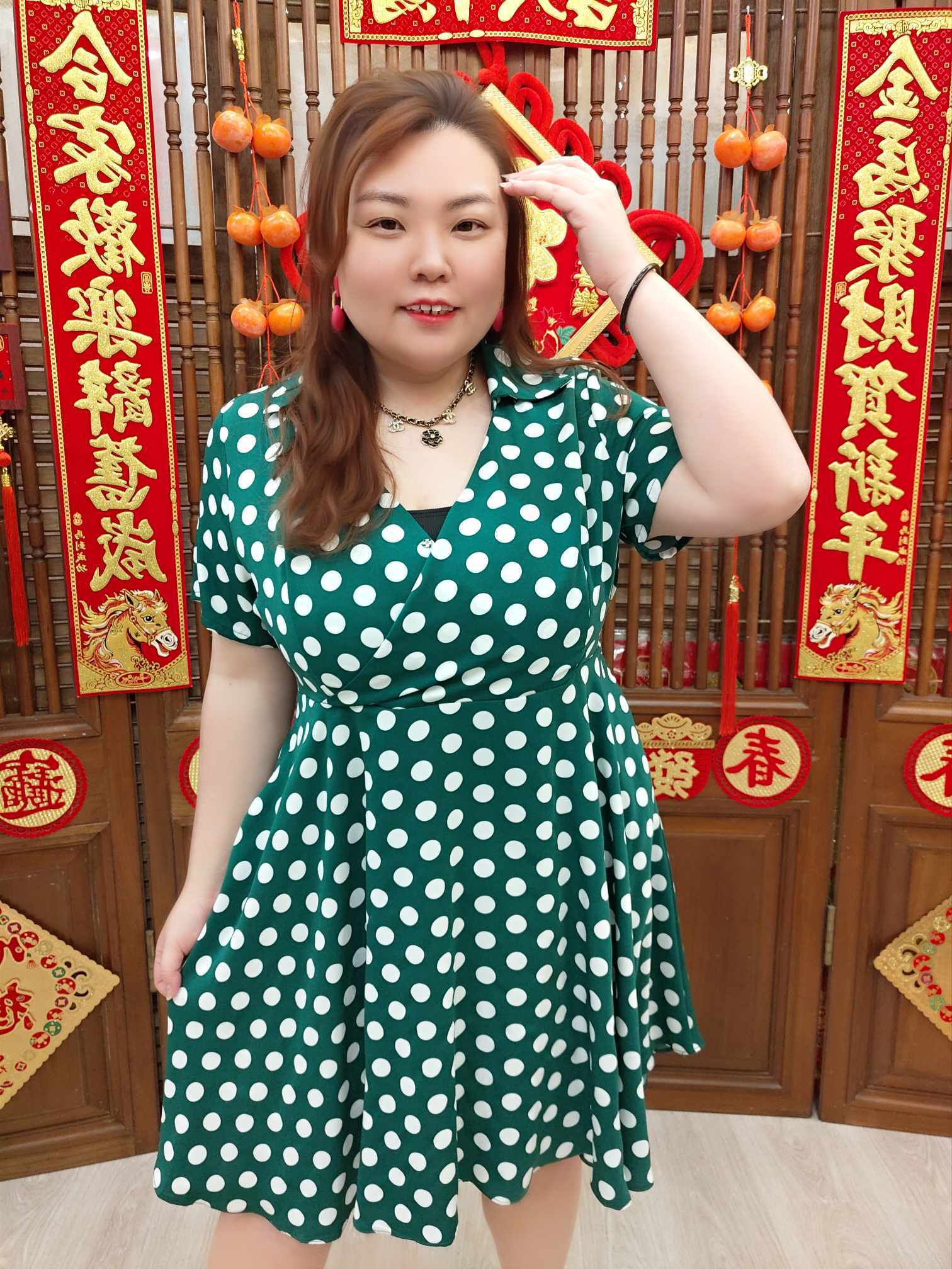 NJN06 TW#5238 复古港风V领连衣裙