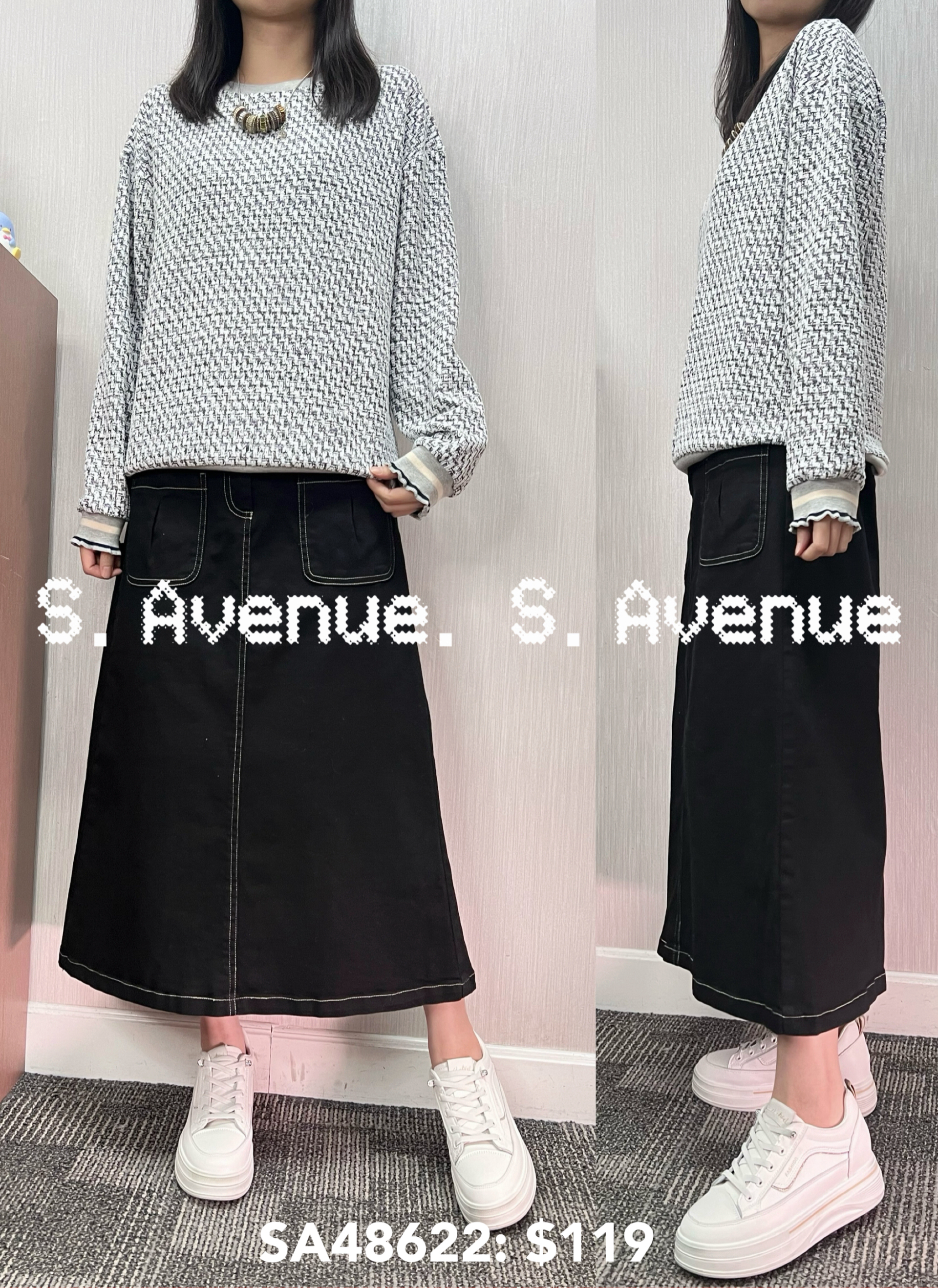 SA48622: 長袖軟身tweed料top