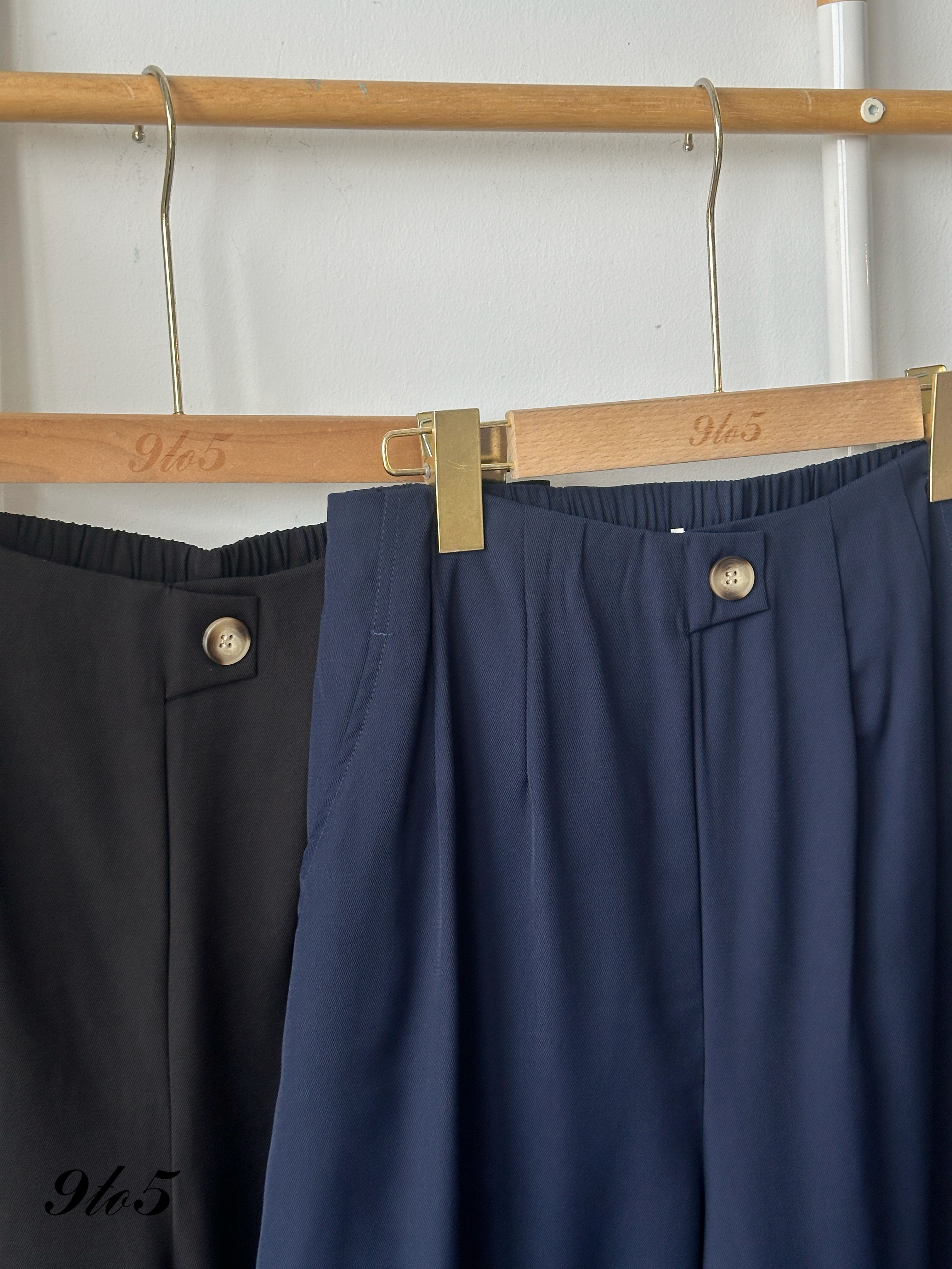 S1890 Wide Leg Long Pants - Black & Blue
