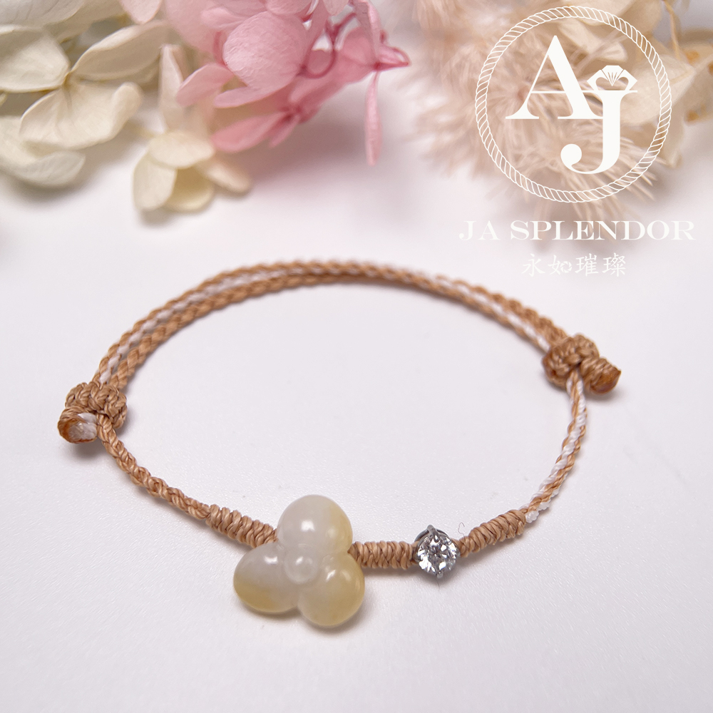 JN-3428 天然翡翠A玉-黃翡立體小花手繩