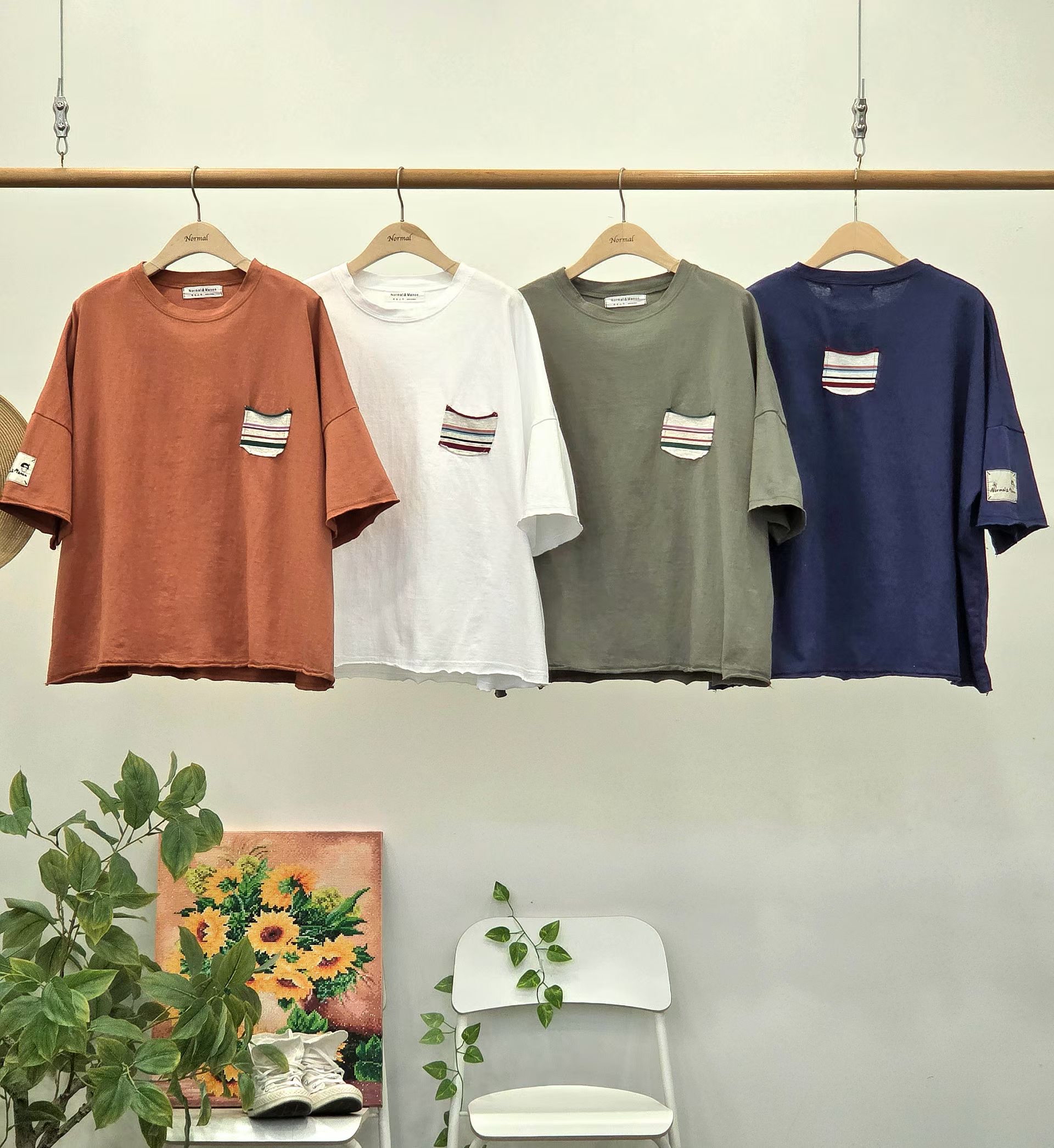 NO OX 彩條子小袋口tee
