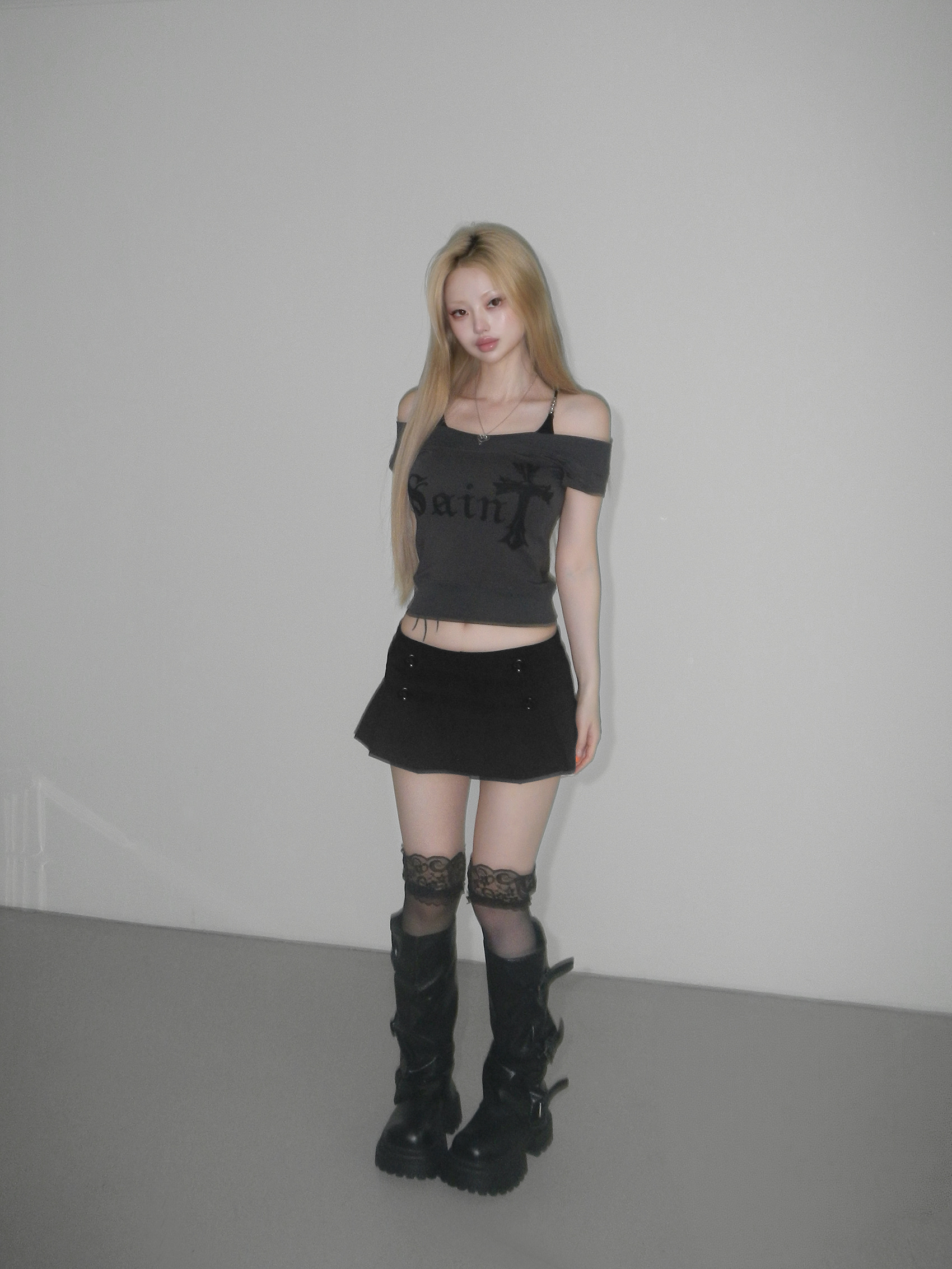Gothic Graphic Boat Neck Short Sleeve Top