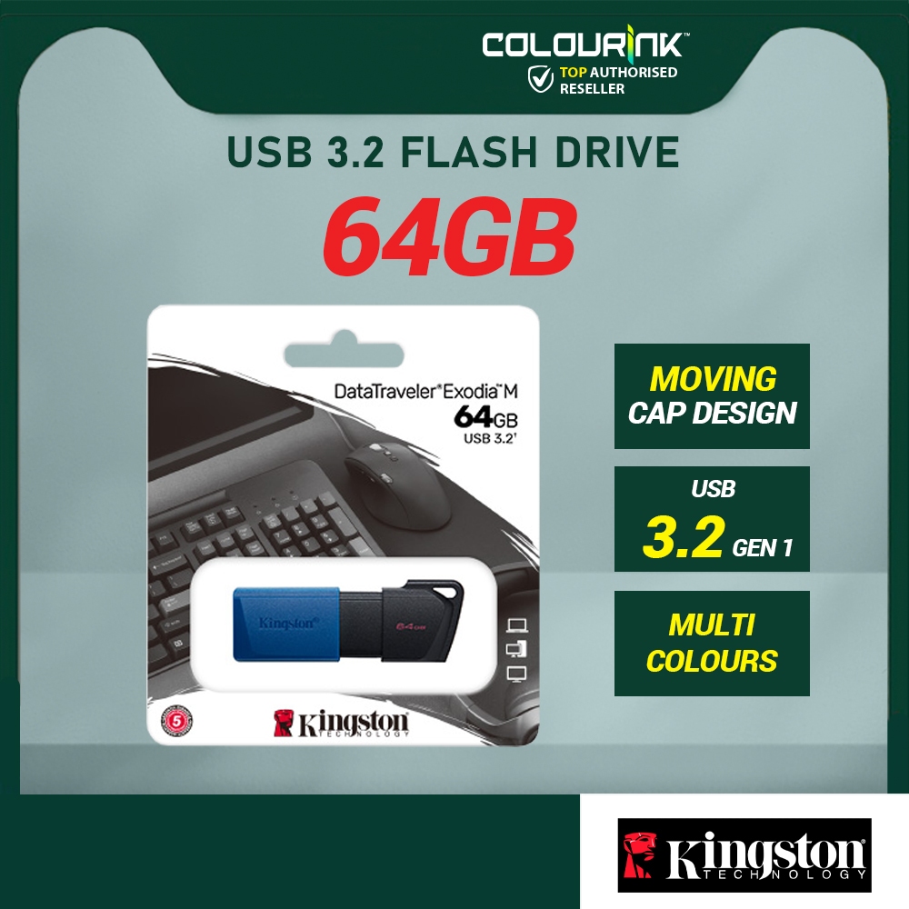 Kingston 128GB 64GB 32GB USB 3.2 Flash Drive Pendrive DataTraveler Exodia M DTXM Moving Cap