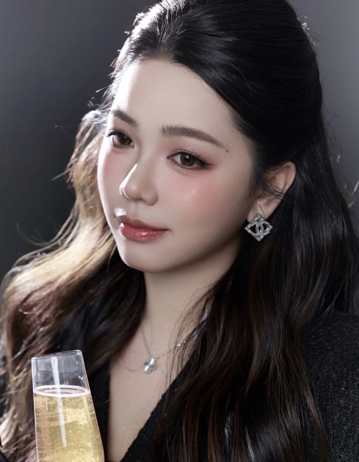 Chanel 大菱形水晶耳環