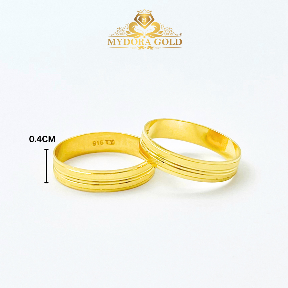 MYDORA Cincin Belah Rotan Double Line l EMAS 916/22K