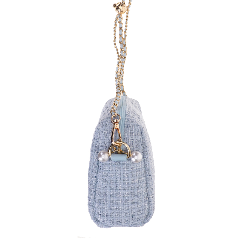 Cinnamoroll Shoulder Bag 粉藍色絨布金球有肩帶小袋 (小)