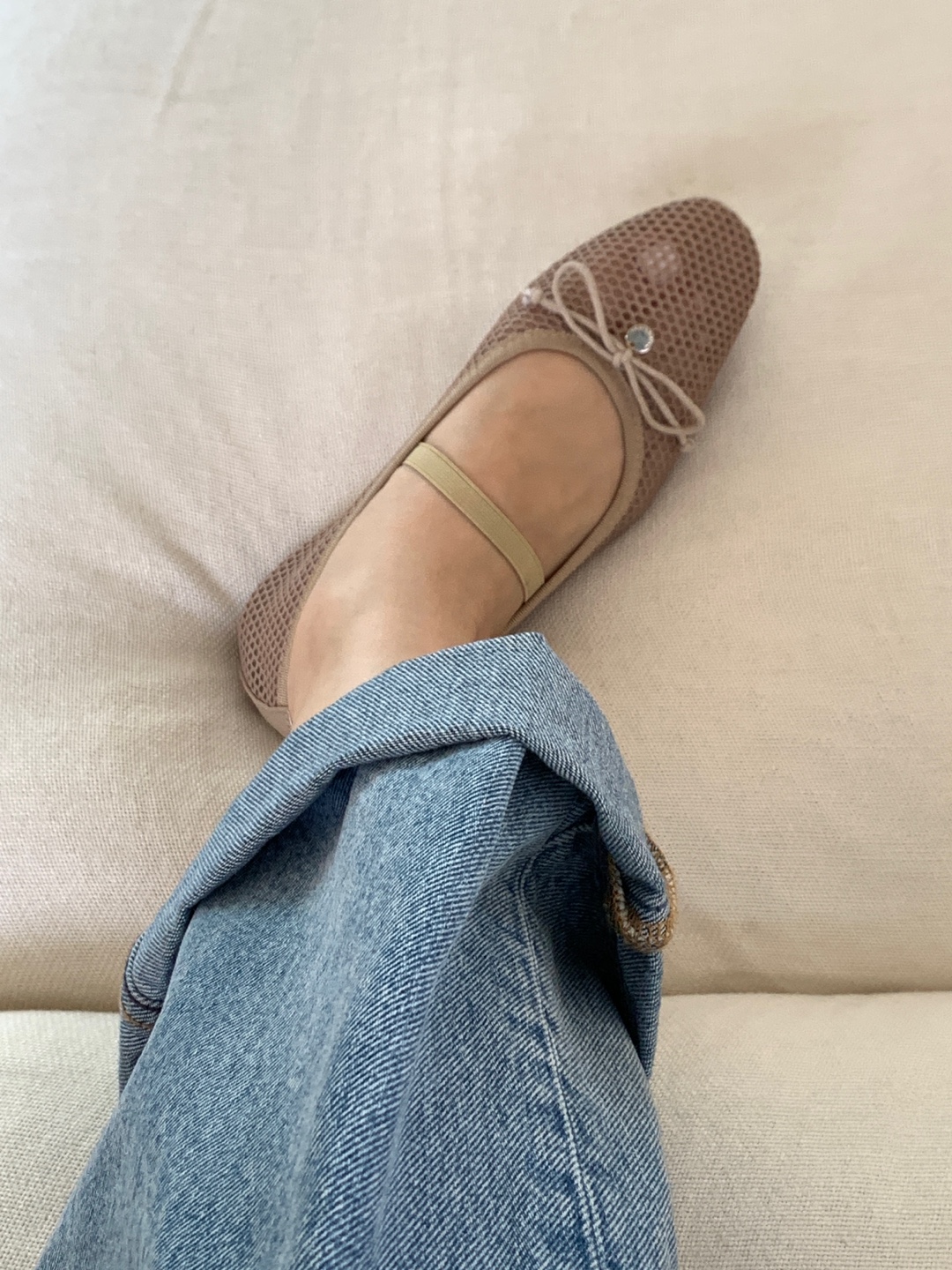 Ribbon Netted Ballet Flats (3 colors)
