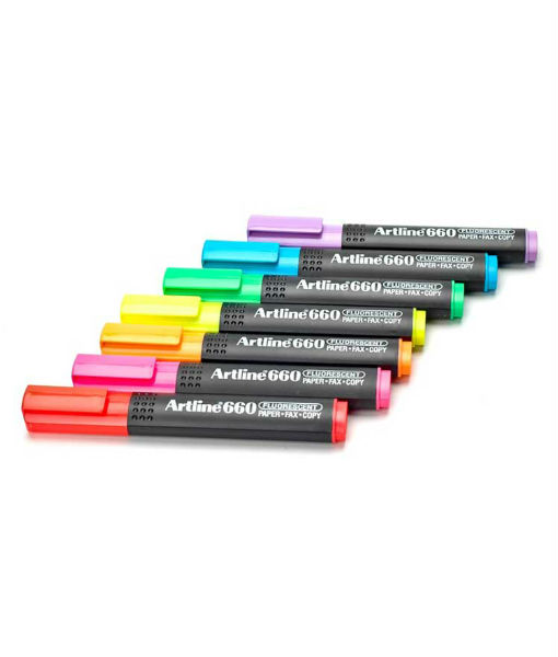Artline 660 Highlighter – Fluorescent Writing Pen (1.0–4.0mm Chisel Tip, 6 Colours)