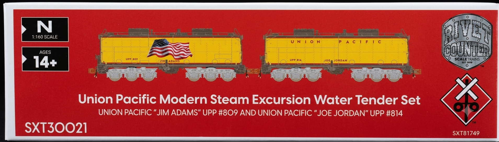 Scaletrains N （1：160） Union Pacific Late Steam Excursion Water Tender Set (配置模擬及數碼燈光效果）