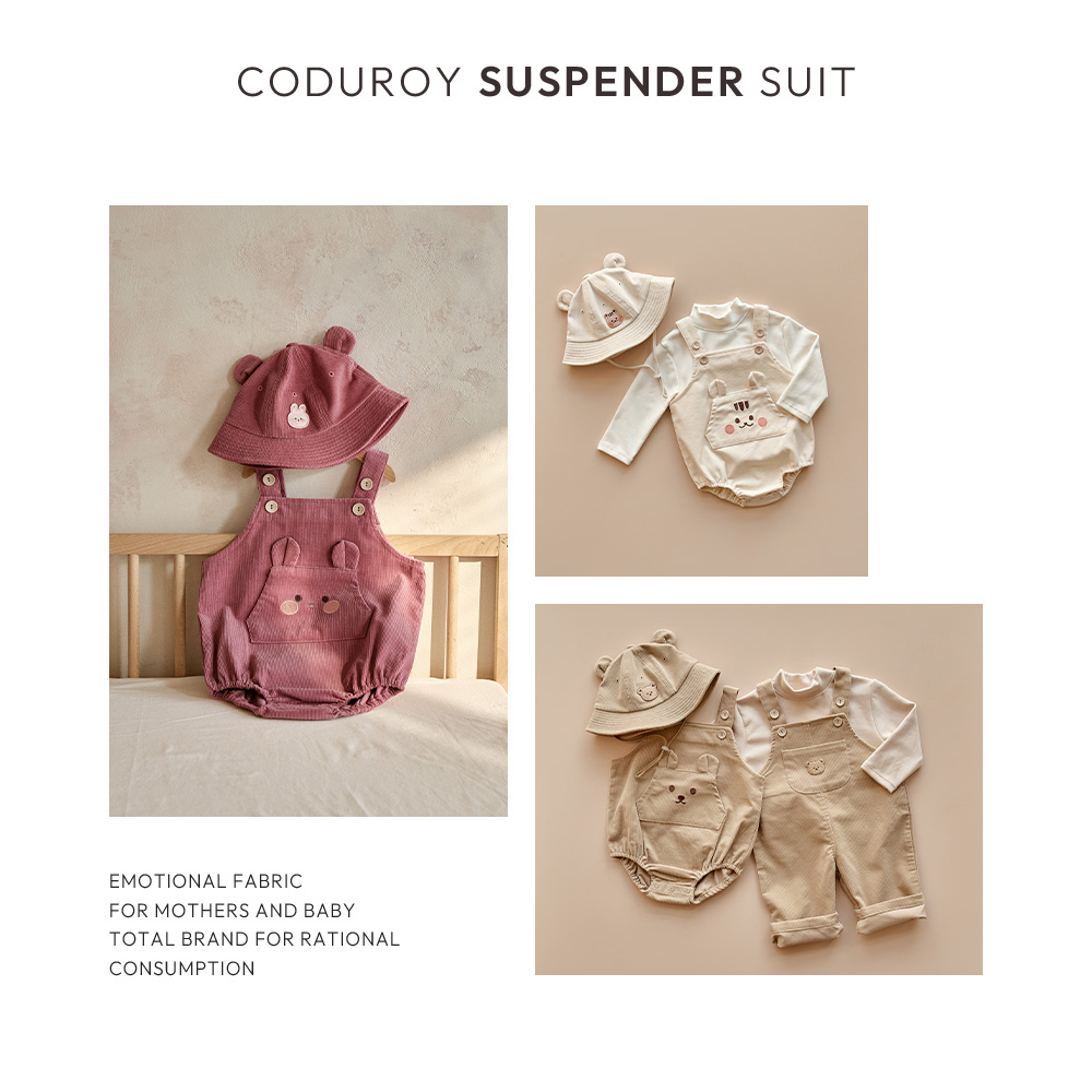 DOTTODOT 暖燈芯絨系列-萌耳背帶爬服 