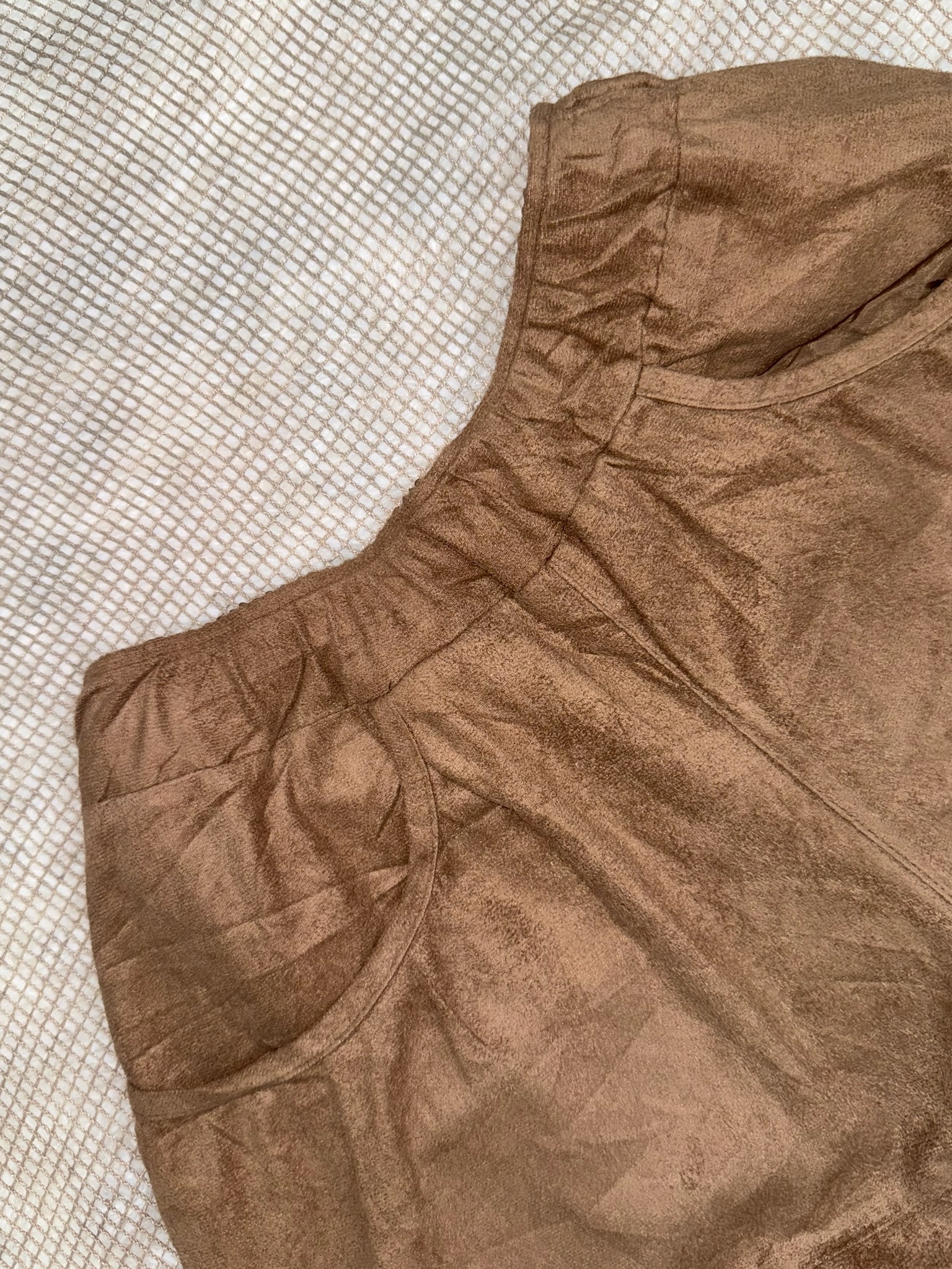 Cozy Brown Elastic-Waist Ruffled Shorts