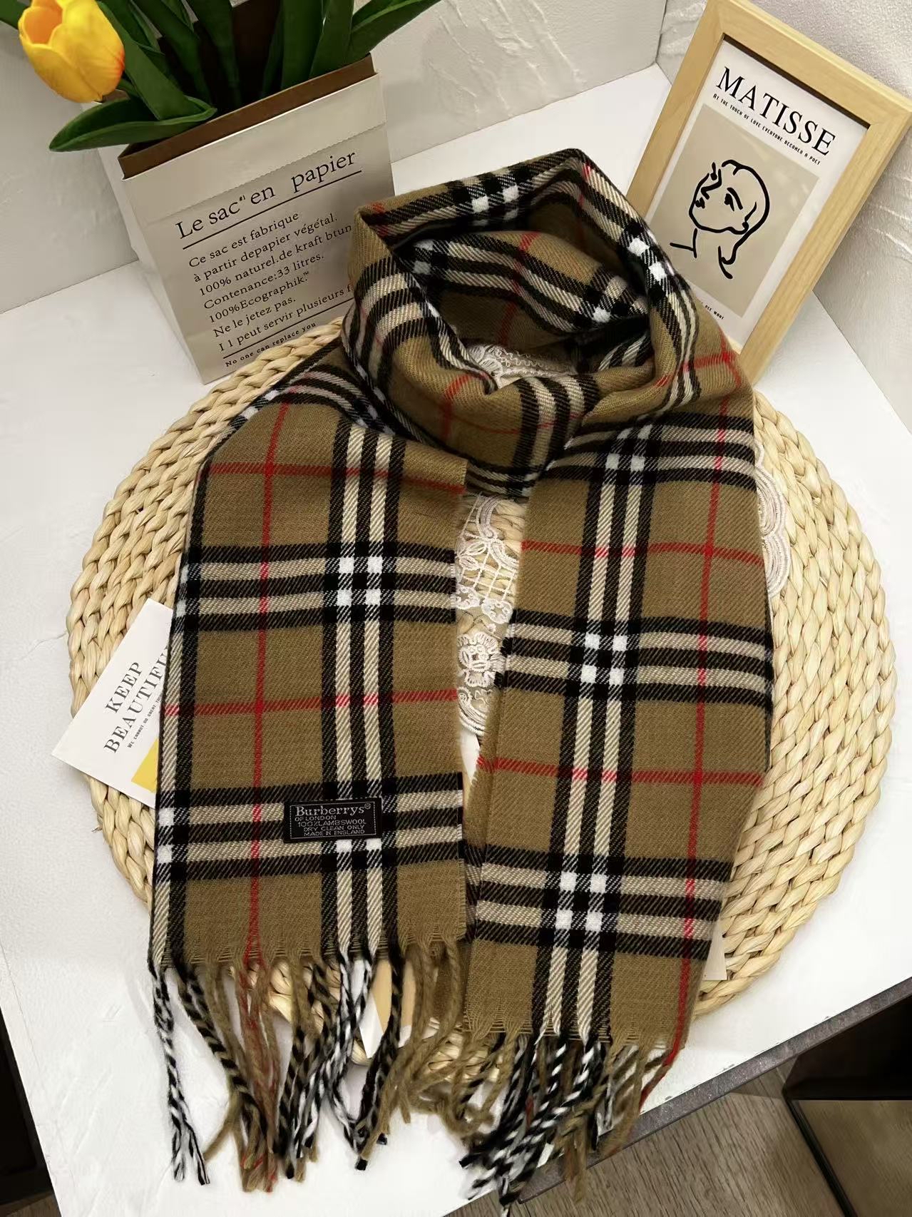 Burberry 經典格紋100%羊毛圍巾 