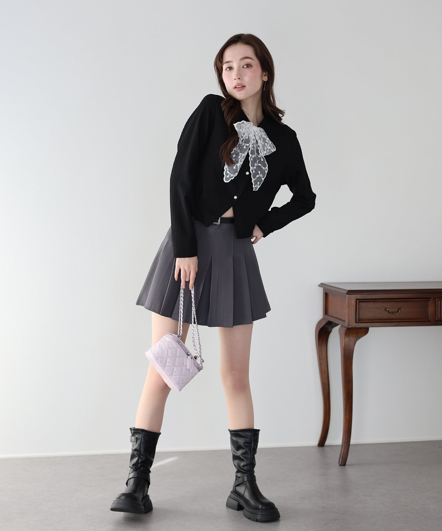 <JP> Lace Ribbon Nekopos Cardigan* 3色入 <預購>