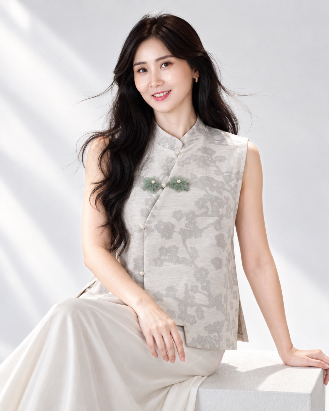 5145 Celestine Jade Jacquard Qipao Vest