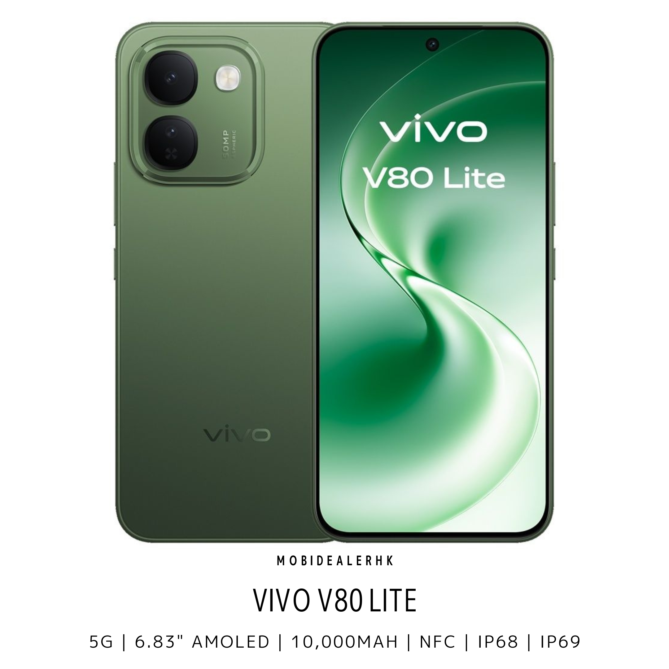 Vivo V80 Lite | 5G | 智能手機 | 10000mAh 怪獸級超大電量 | IP68/IP69 雙防護 | 6.83 吋 1.5K 120Hz AMOLED 螢幕 | 44W 閃充