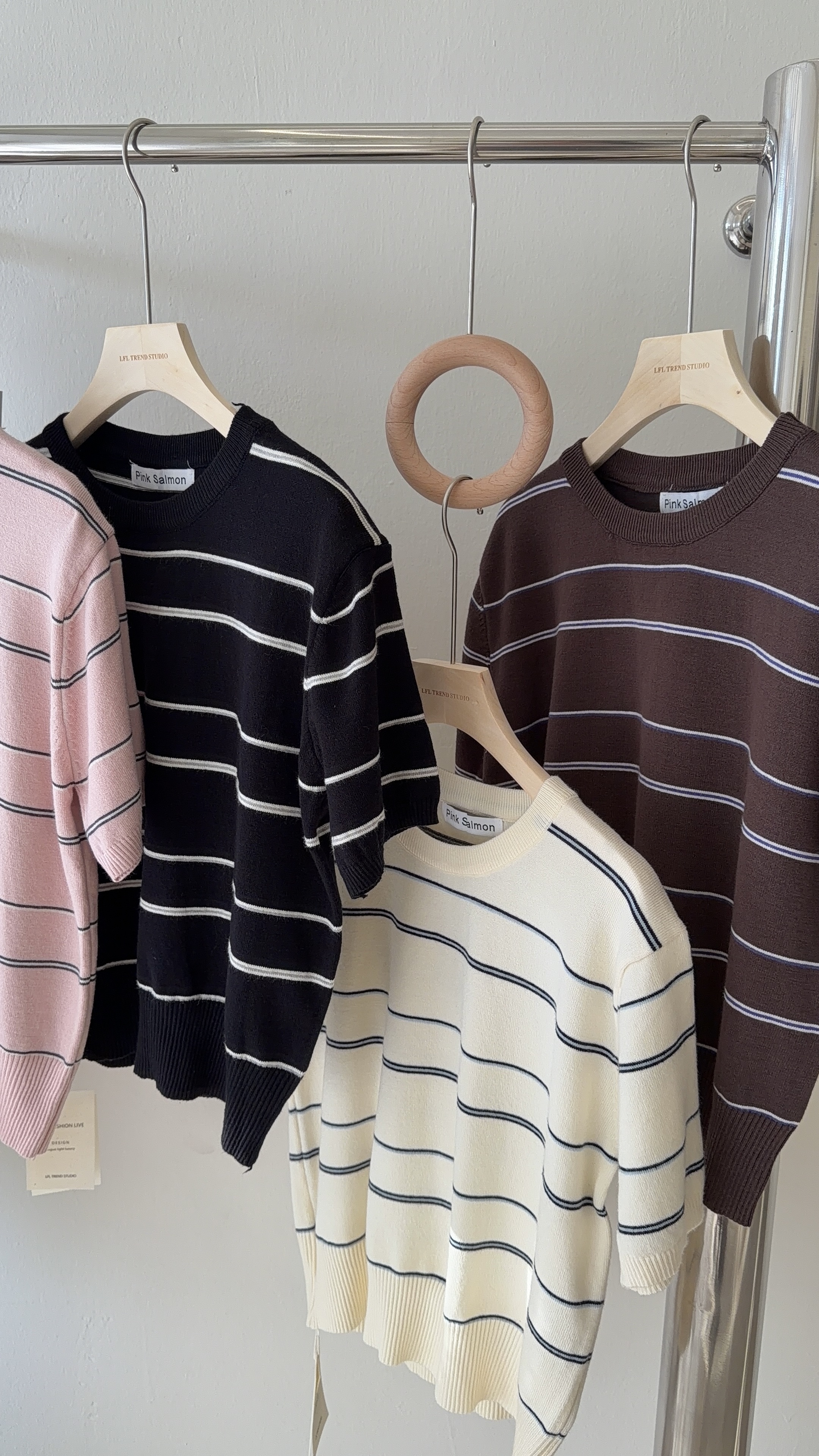 6507 韩系百搭条纹针织短袖