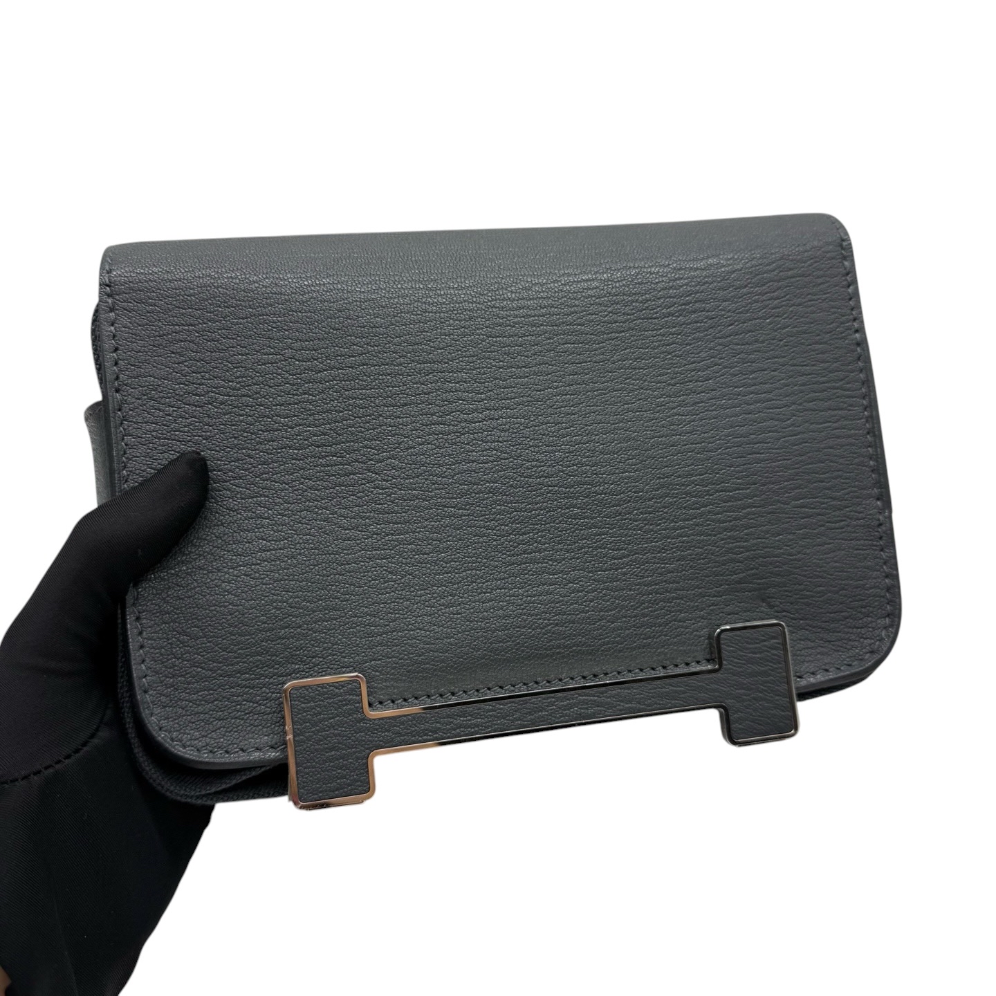 Pre-Owned HERMES Geta / Stamp W 霧霾灰 / Product Code: 071202