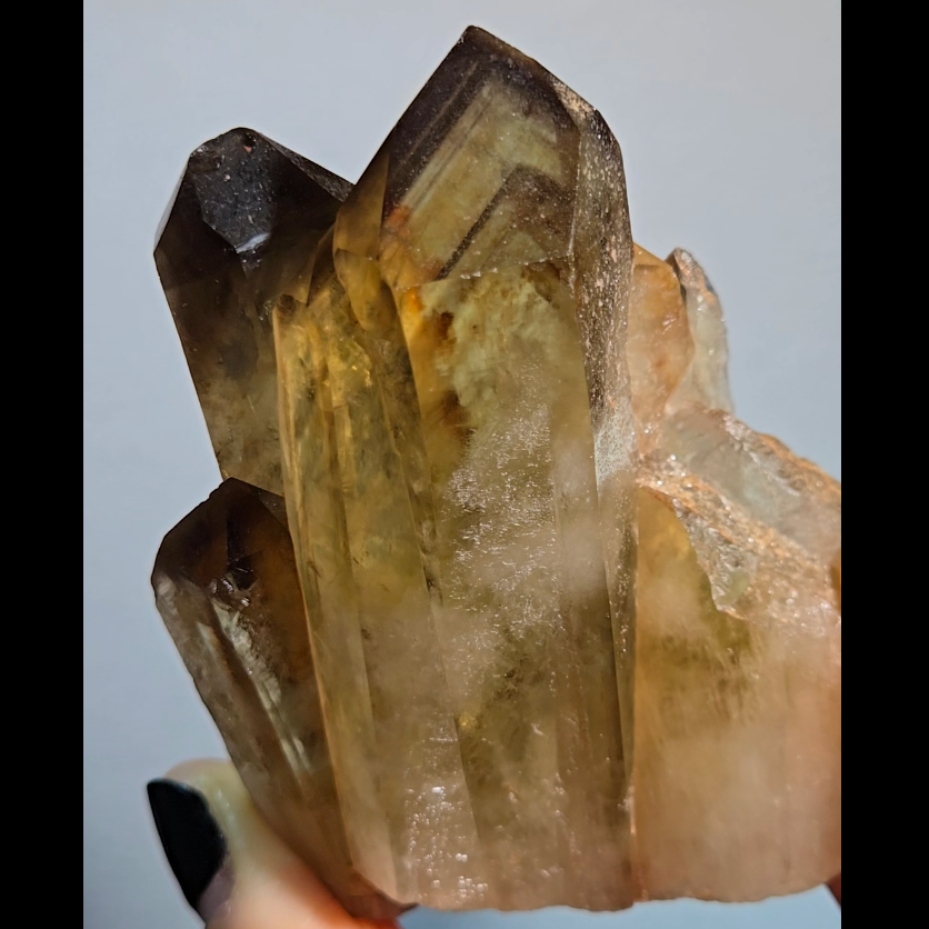 Smoky citrine cluster with phantoms - C112