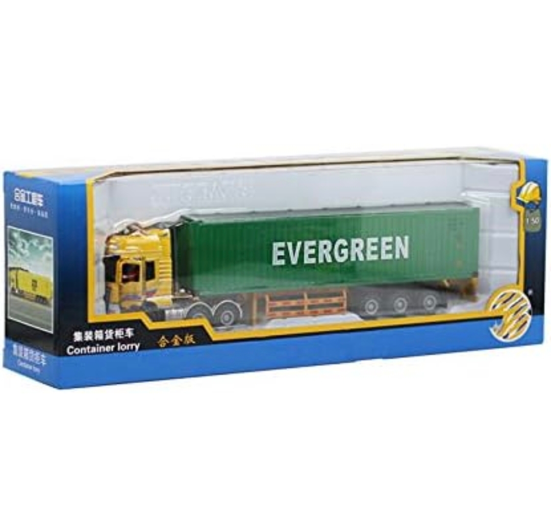 兒童1:50合金貨櫃車模型 Evergreen重型貨車模型 Container Truck Toy 合金拖頭貨櫃車玩具 回力車模型 男童玩具 cos車系列 
