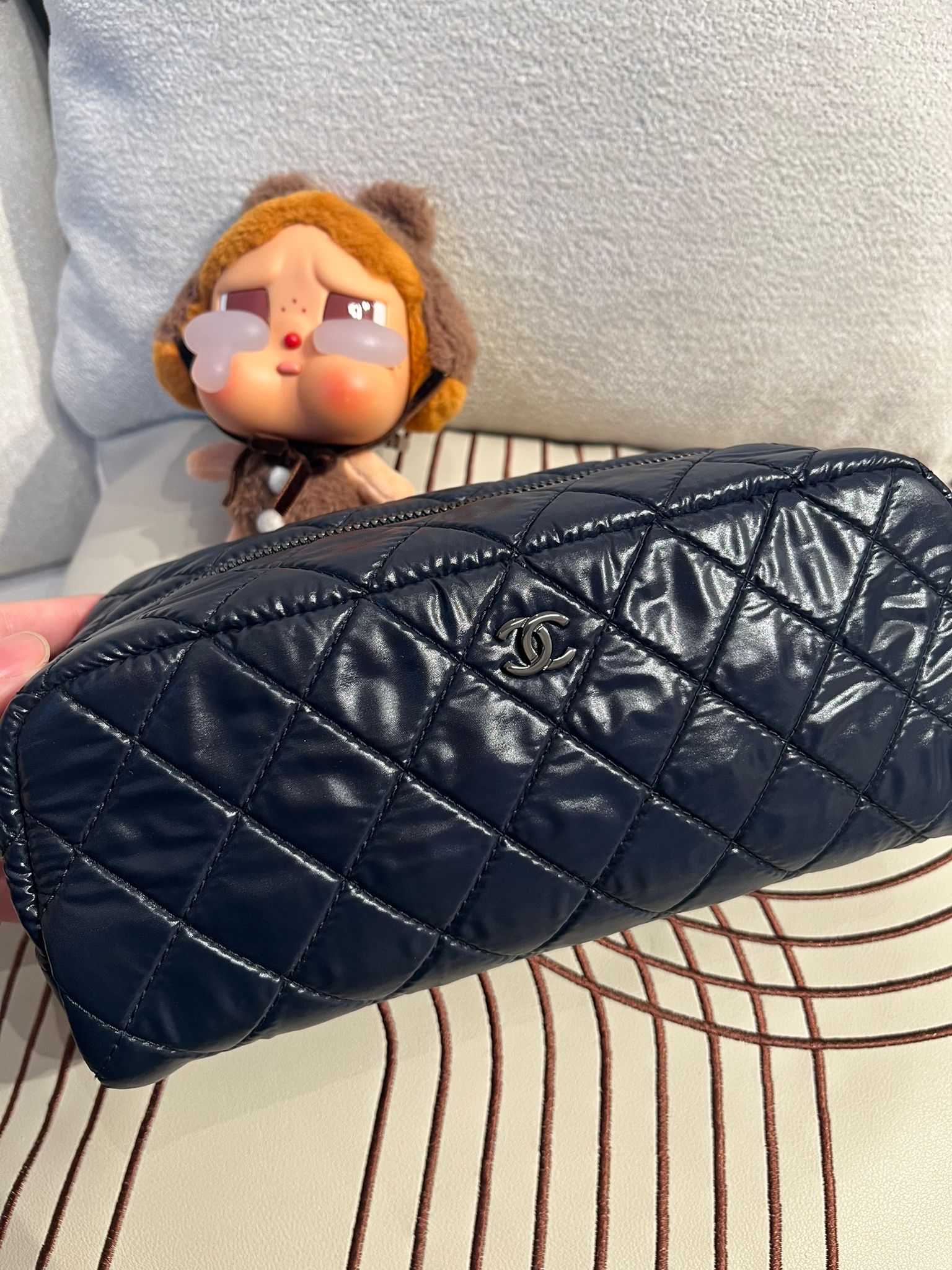 Chanel pouch navy nylon  100%Authentic , unused 未使用品 ✅CARD✅dust bag 
