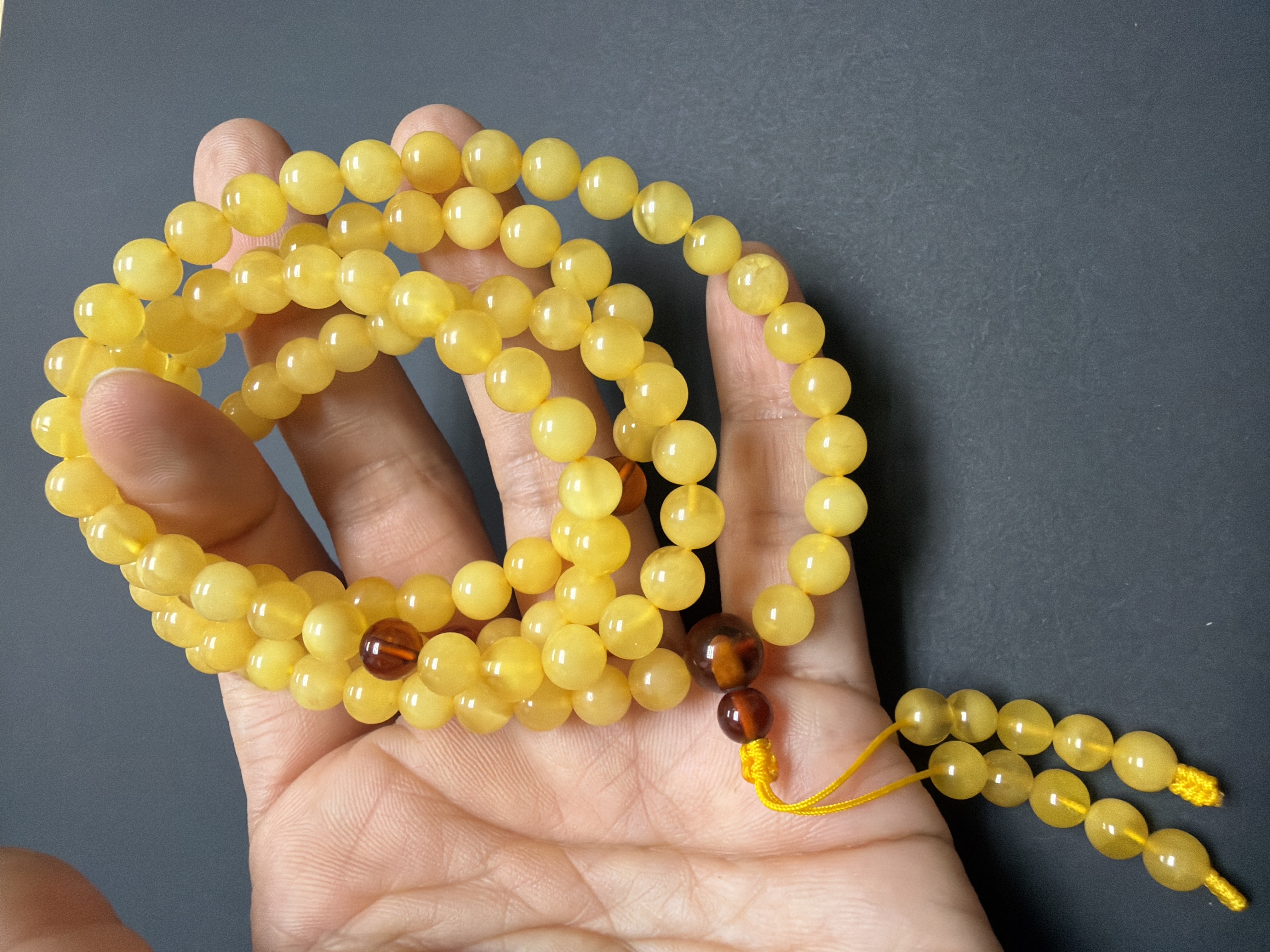 6.3mm 108粒波羅的海蜜蠟念珠（都穆法王+護法殿加持）（實繩無彈力）