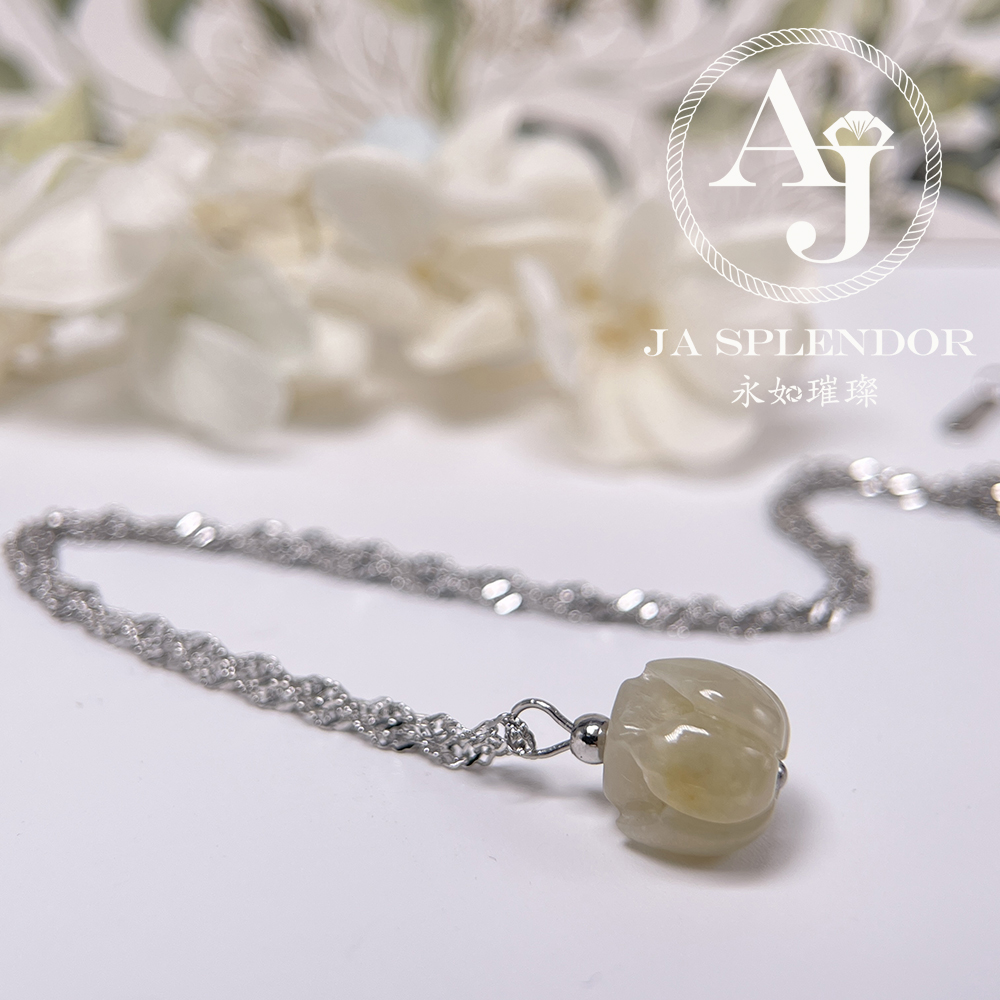 FBG26-H03 淡紫色立體蓮花純銀吊墜 (送鈦鋼項鏈)