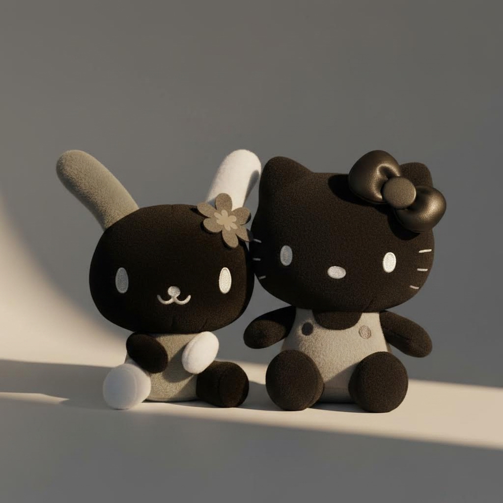 Sanrio - 公仔 (黑色花小兔款)