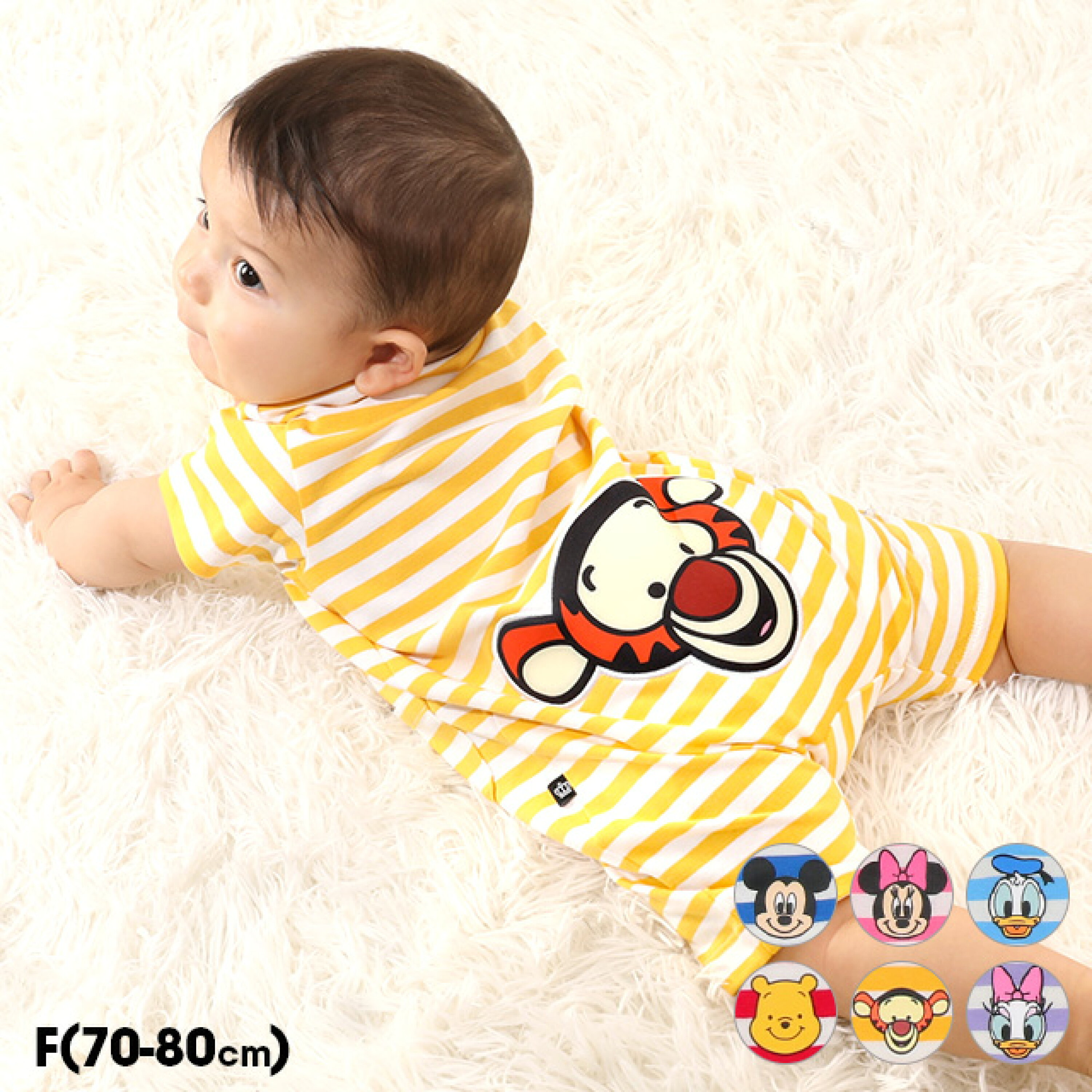 🇯🇵預訂 日本直送🇯🇵Babydoll x Disney六色臀部人物大貼花條紋短袖連身服