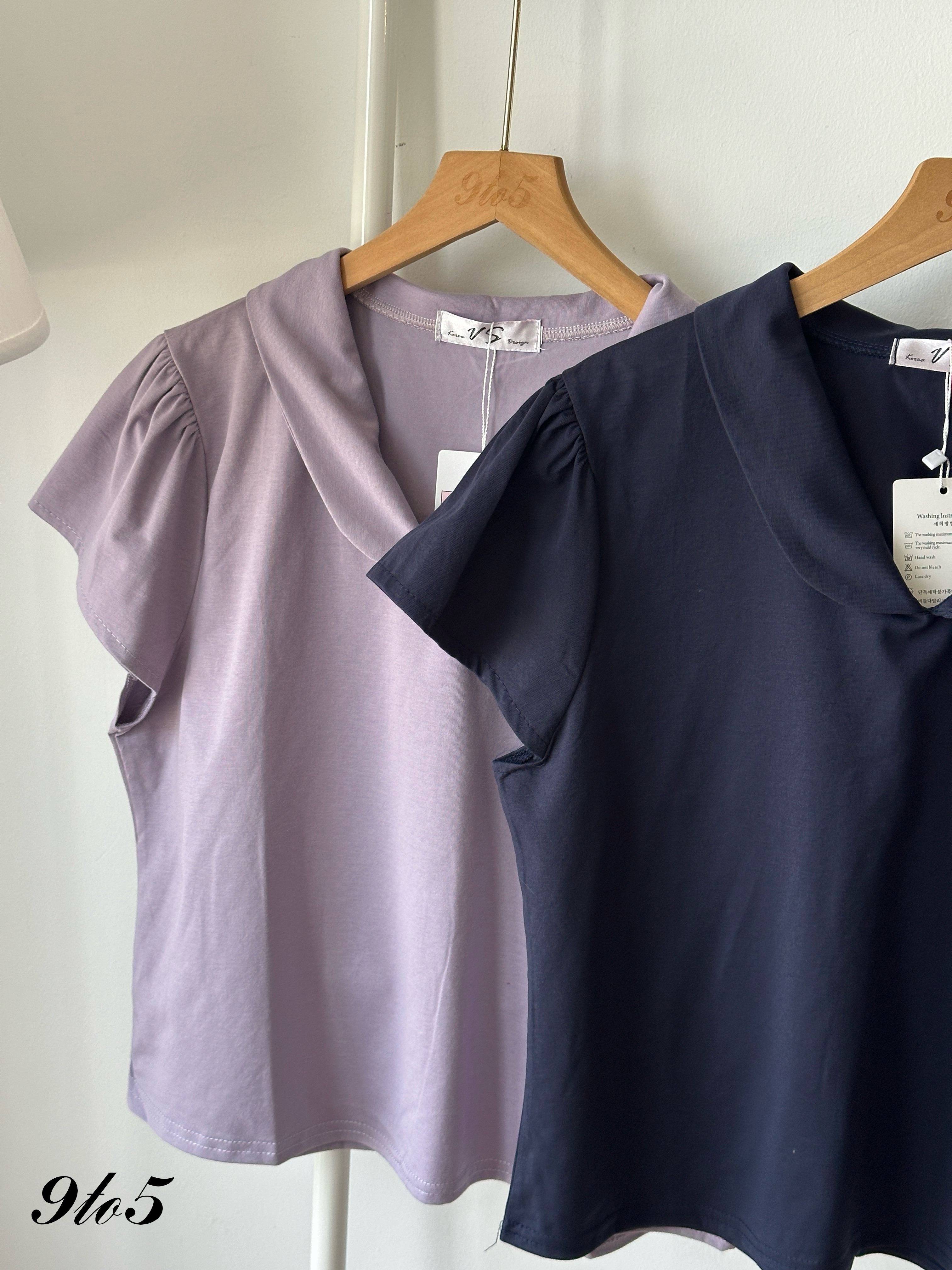 T4252 Peter Pan Collar Top - Blue & Purple
