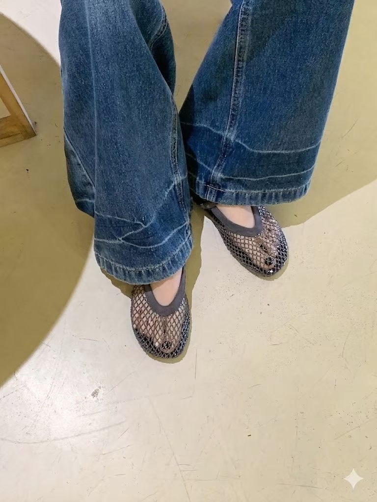 東大門女裝| 碎鑽Mary Jane(Grey / Black 230=36)