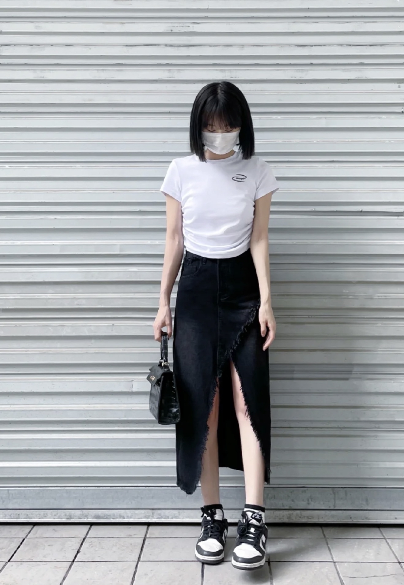 J203开叉牛仔半身裙