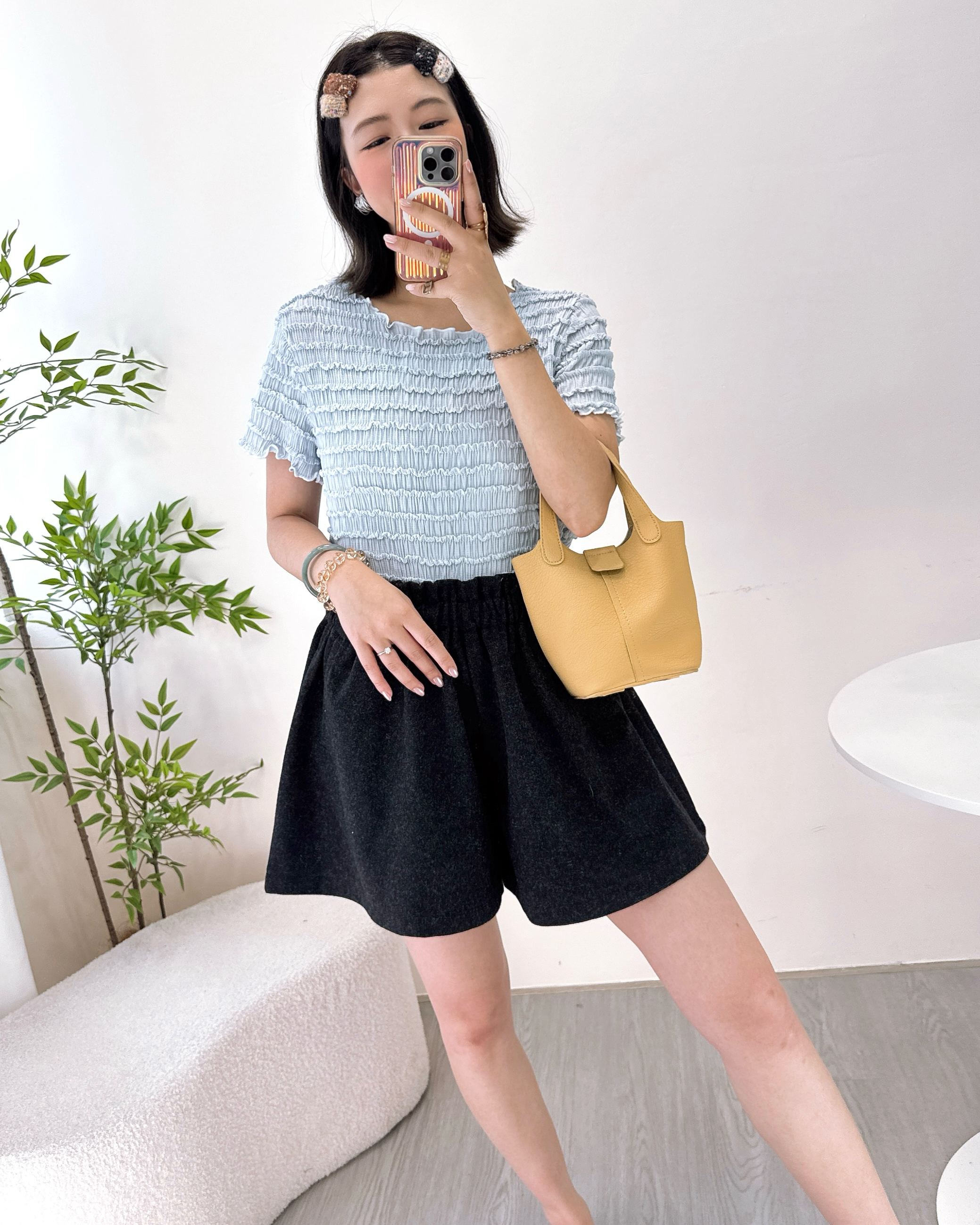 超彈性3D格紋小清新上衣 4色