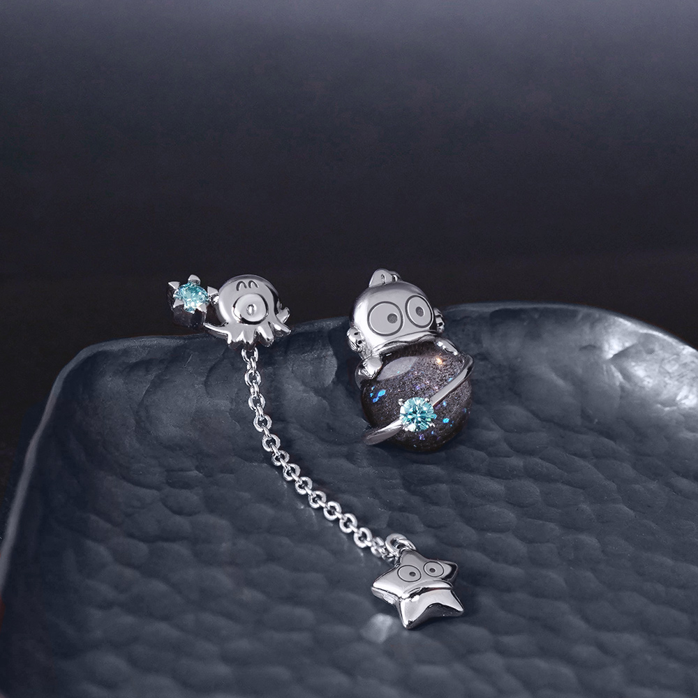 📦訂購 台灣限定 三麗鷗SanrioＸSTORY 故事銀飾 Hangyodon 星球系列 水怪 晶鑽造型耳環