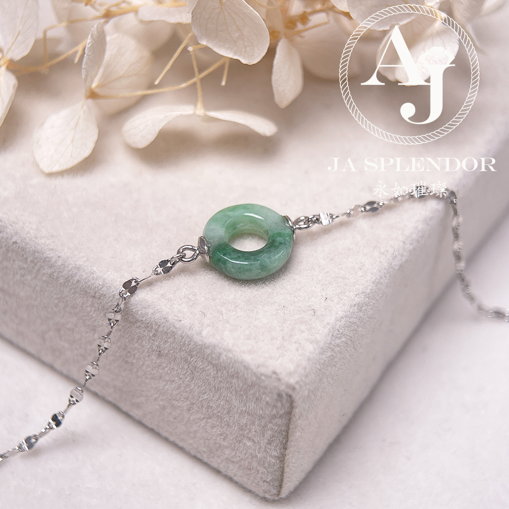 D-36 天然翡翠A玉 薄荷糖系列純銀手鏈