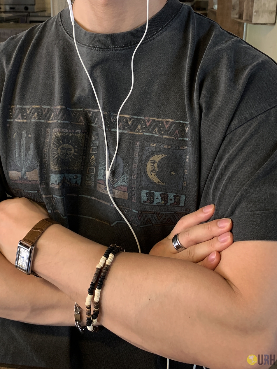 【100%保證韓國直送】Ethnic Graphic Pigment Washing 復古民族圖騰落肩Oversize短袖Tee 👕 [3 color] RL115176