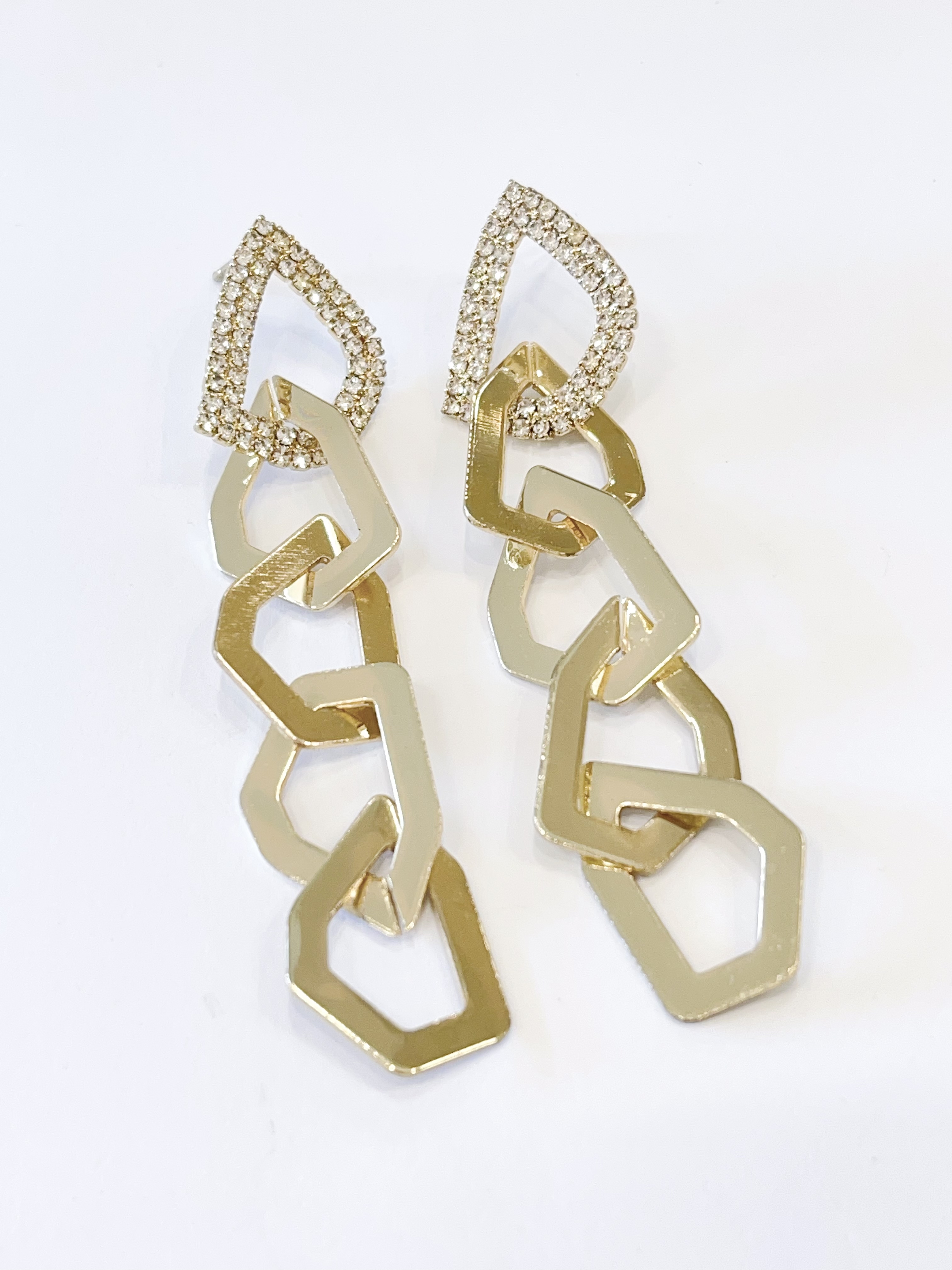 轻奢镶钻不规则链条设计耳环