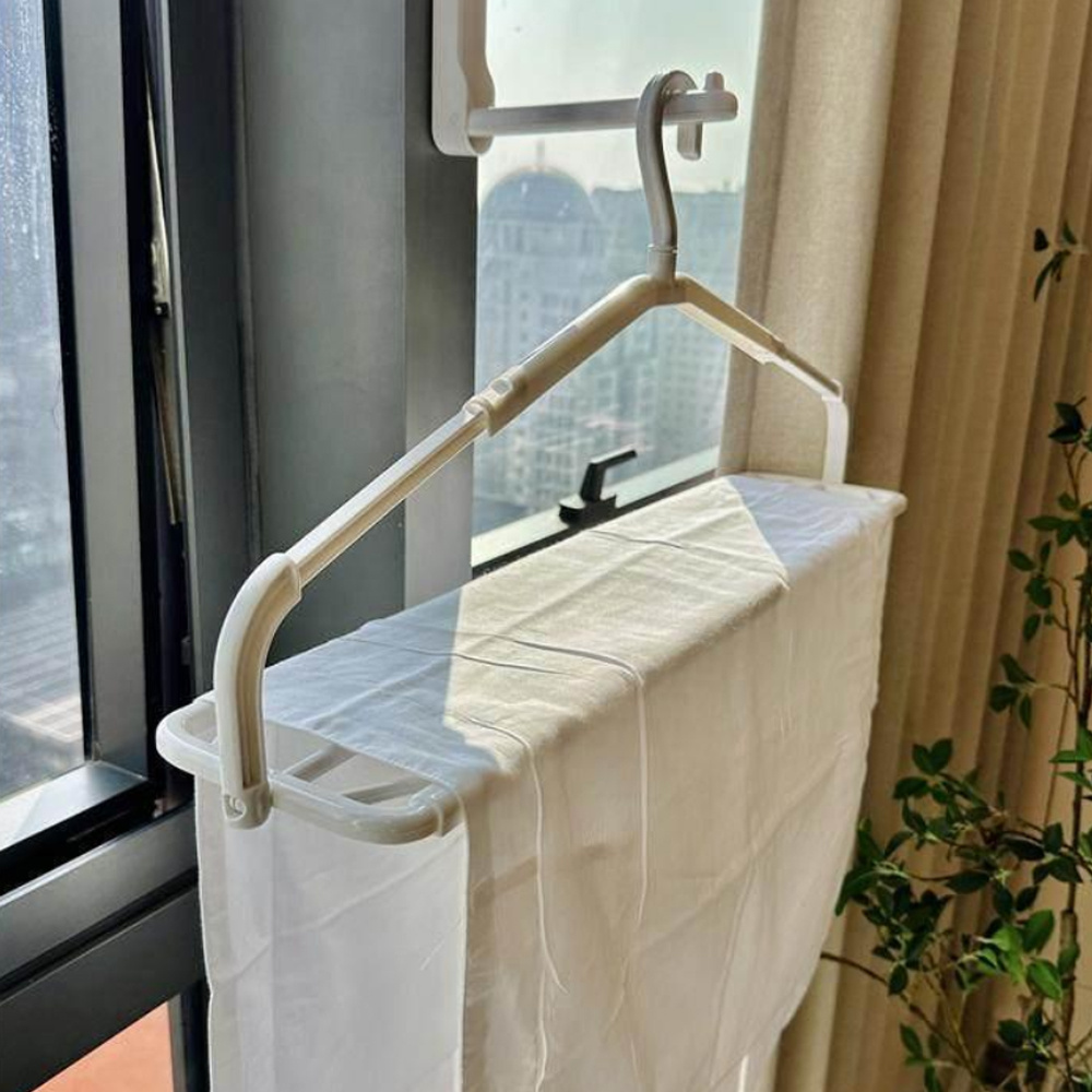 多功能家用伸縮衣架 折疊大衣架 曬被架 被單衣架 2個裝［平行進口］ HK2754